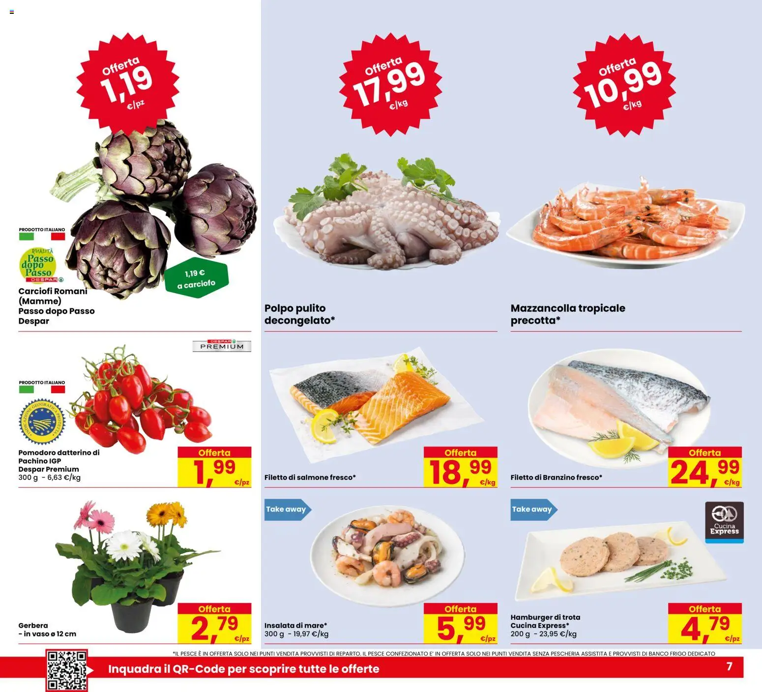 Volantino Eurospar del 19.02.2026 | Pagina: 7 | Prodotti: Salmone, Pesce, Branzino, Carciofi