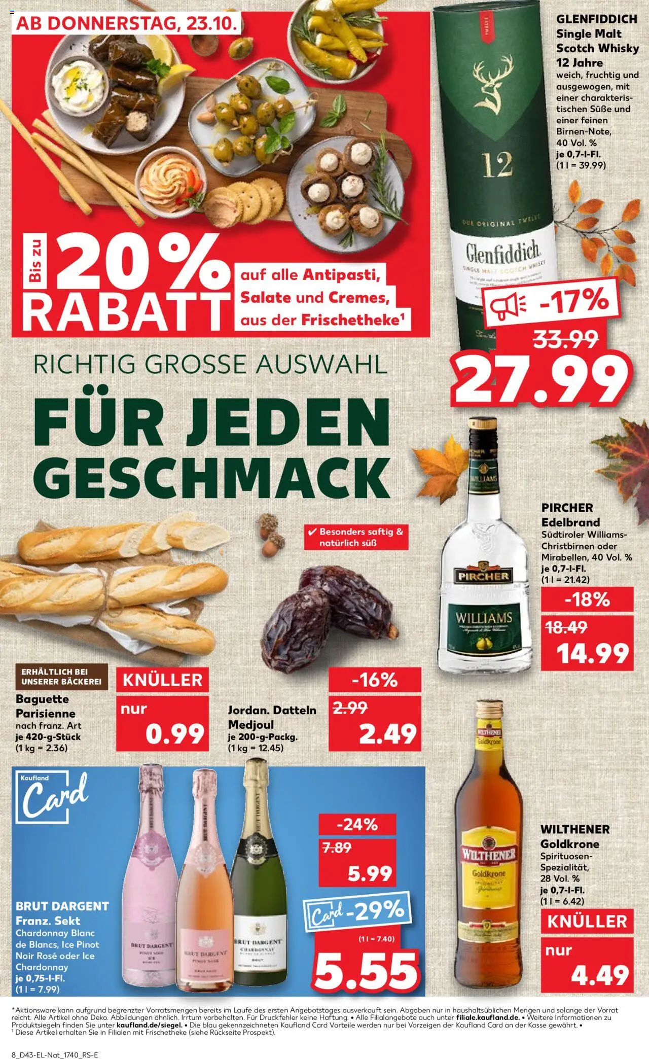 Kaufland - Broschüre – gültig ab 23.10.2025 | Seite: 8 | Produkte: Whisky, Bäckerei, Wilthener, Brut dargent