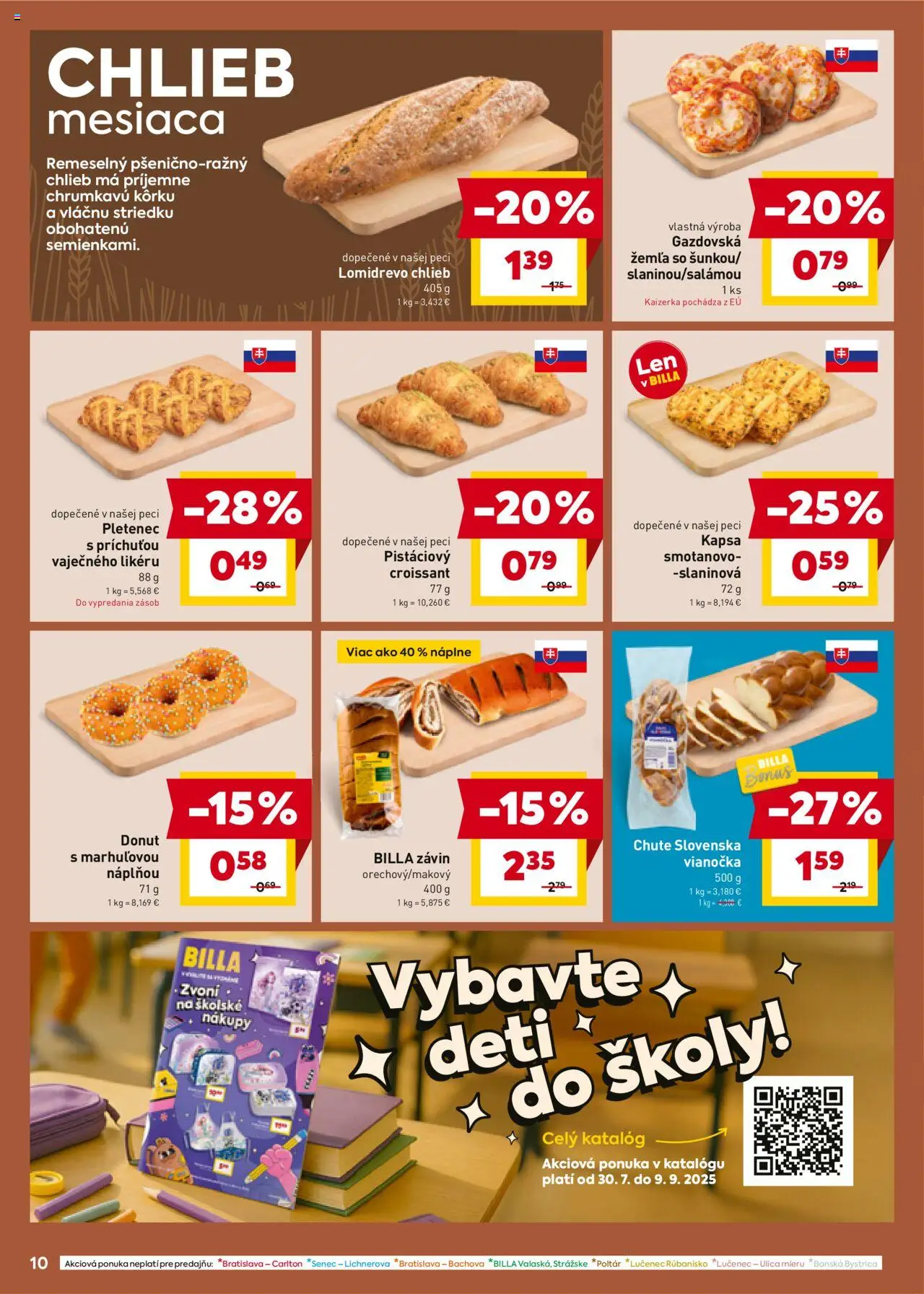 Billa leták │ platný od 06.08.2025 | Strana: 10 | Produkty: Donut, Croissant, Závin, Pec