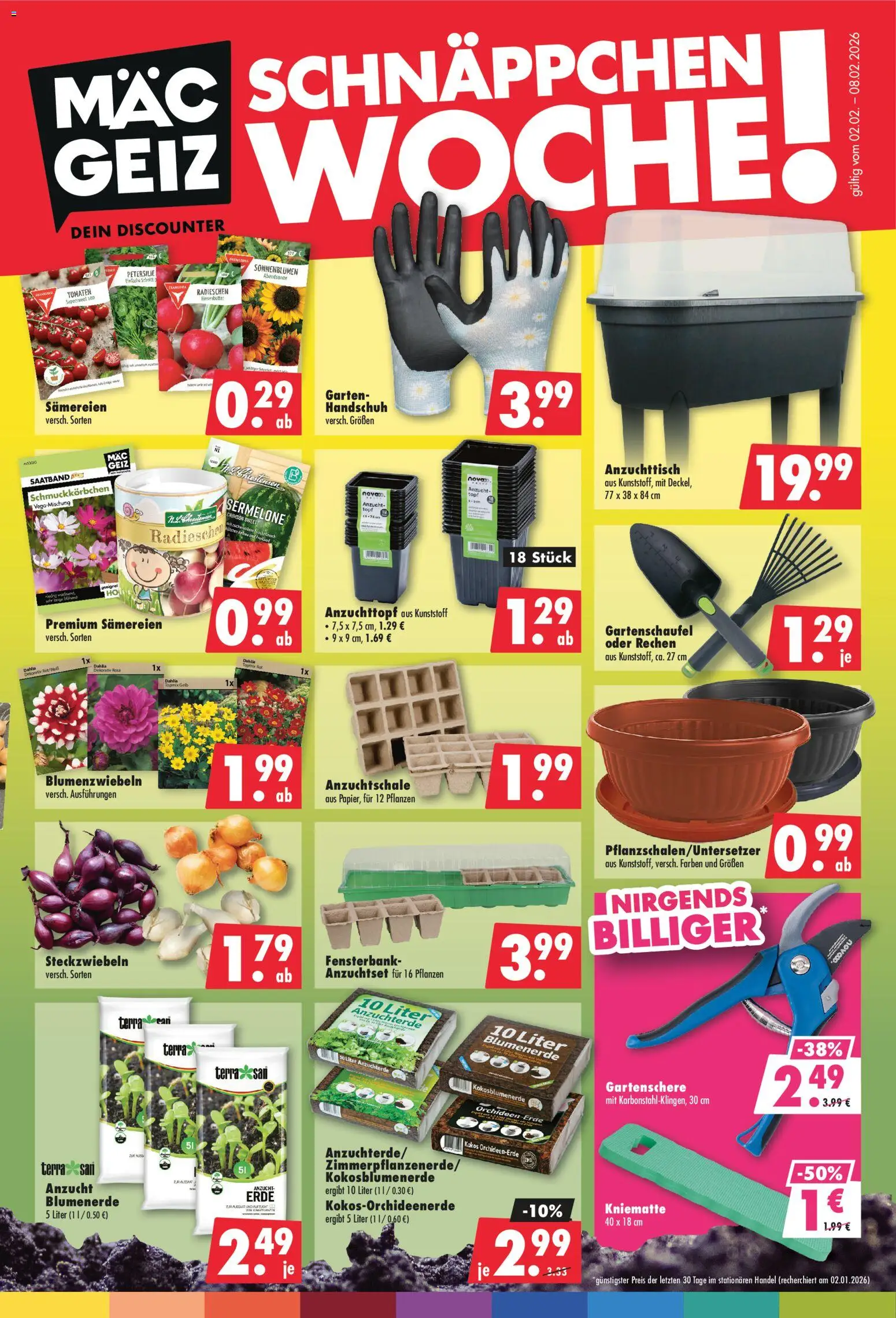 Mäc Geiz Prospekt 	 – gültig ab 02.02.2026 | Seite: 1 | Produkte: Tomaten, Blumenerde, Petersilie