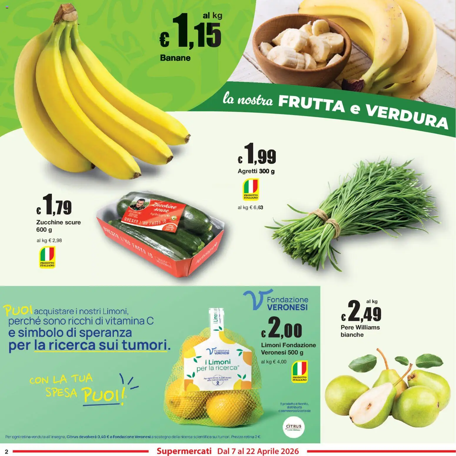 Volantino Sì con Te del 07.04.2026 | Pagina: 2 | Prodotti: Banane, Frutta, Zucchine