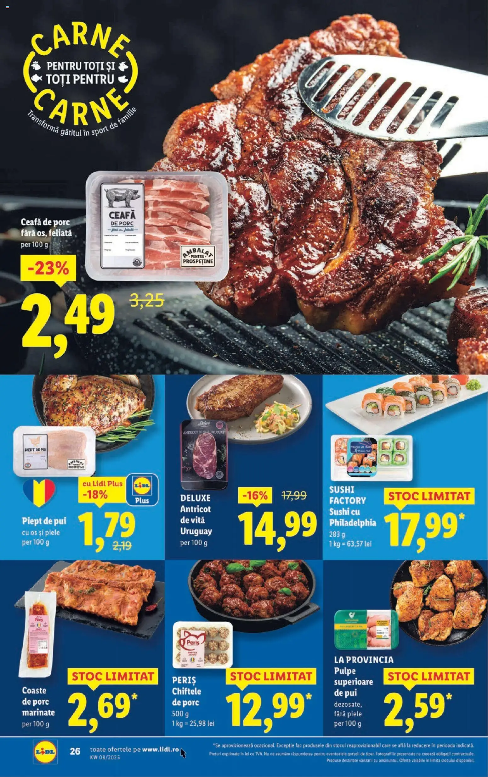 Noul catalog Lidl – valabil de la 16.02.2026 | Pagină: 26 | Produse: Hacıyatmaz Kedi Oyuncağı, Yağ sökücü, Sushi, Chiftele
