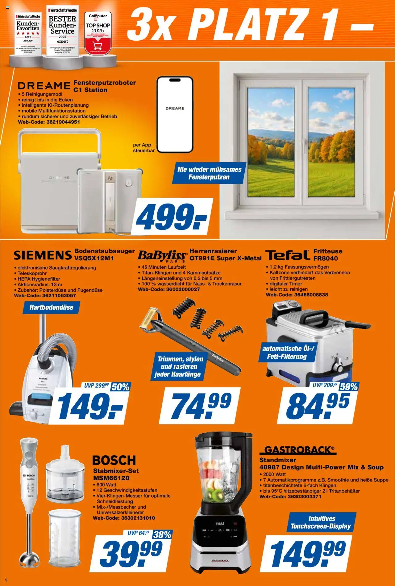 Expert Prospekt 	 – gültig ab 12.09.2025 | Seite: 4 | Produkte: Top, Bosch, Siemens, Fritteuse