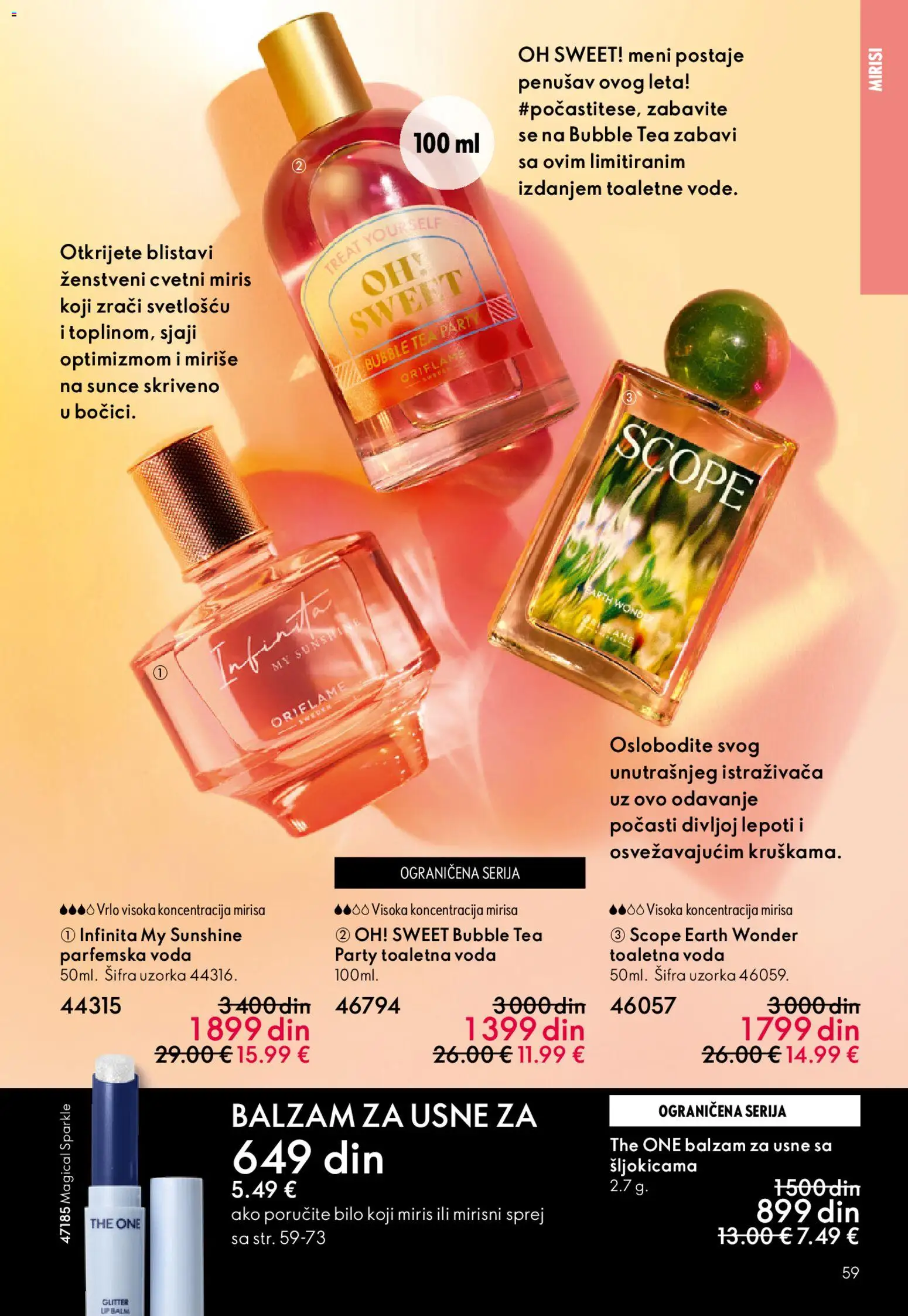 Oriflame katalog - važi od 22.04.2026 | Strana: 59 | Proizvode: Miris, Toaletna voda, Voda, Balzam
