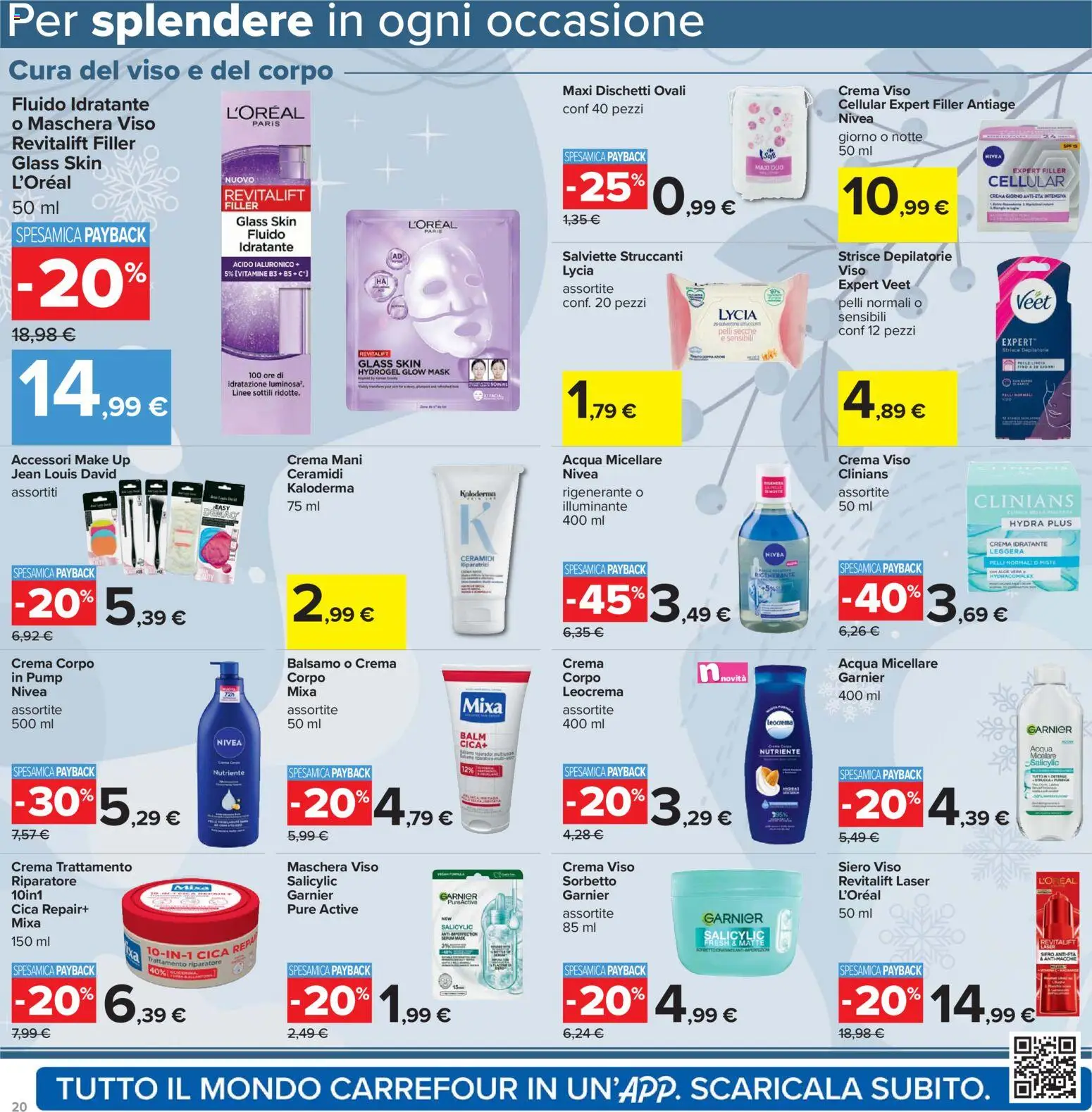 Volantino Carrefour del 13.03.2026 | Pagina: 20 | Prodotti: Illuminante, Balsamo, Salviette struccanti, Maschera viso