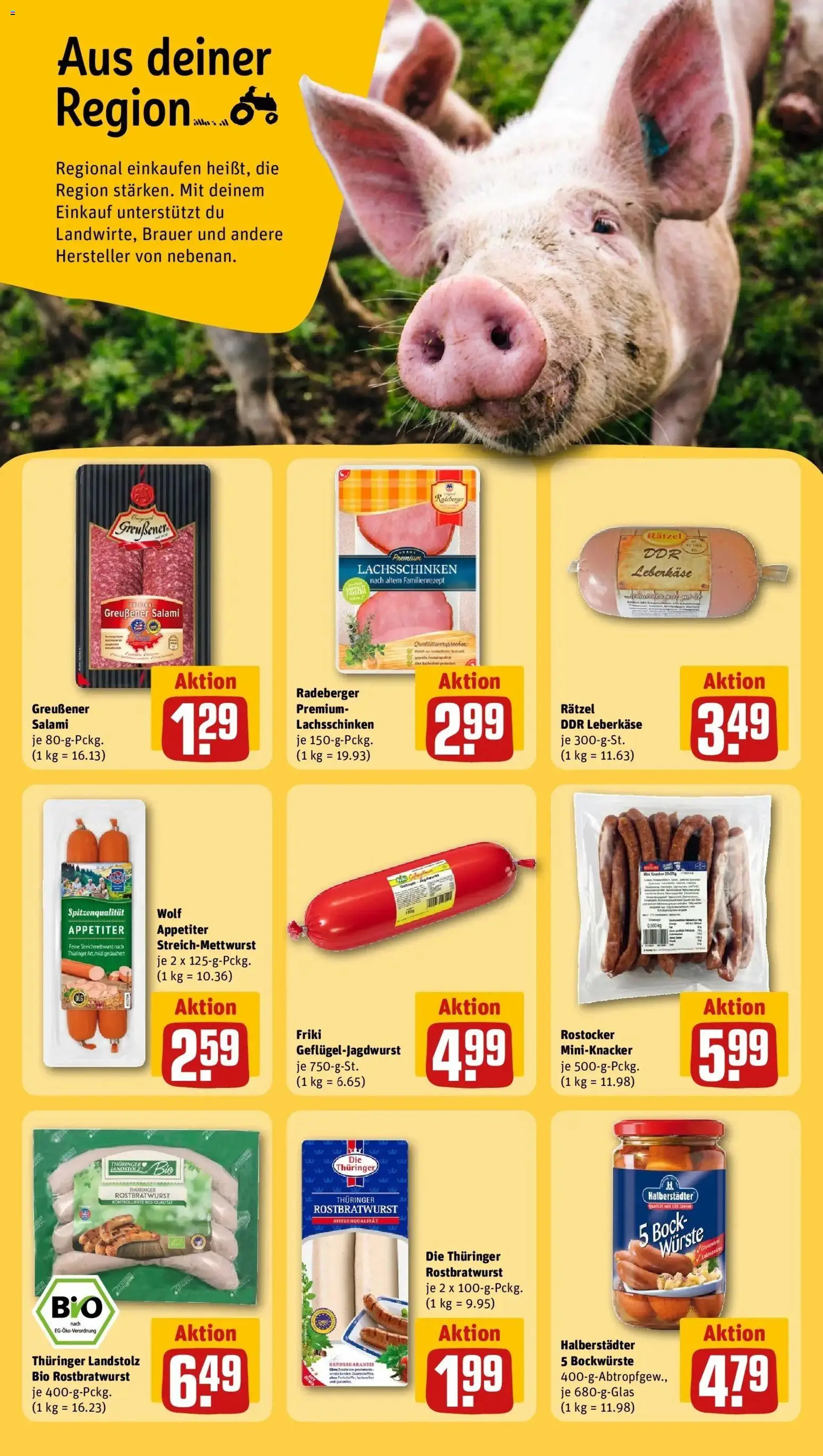 Rewe Prospekt Waren	 – gültig ab 12.04.2026 | Seite: 18 | Produkte: Salami, Leberkase