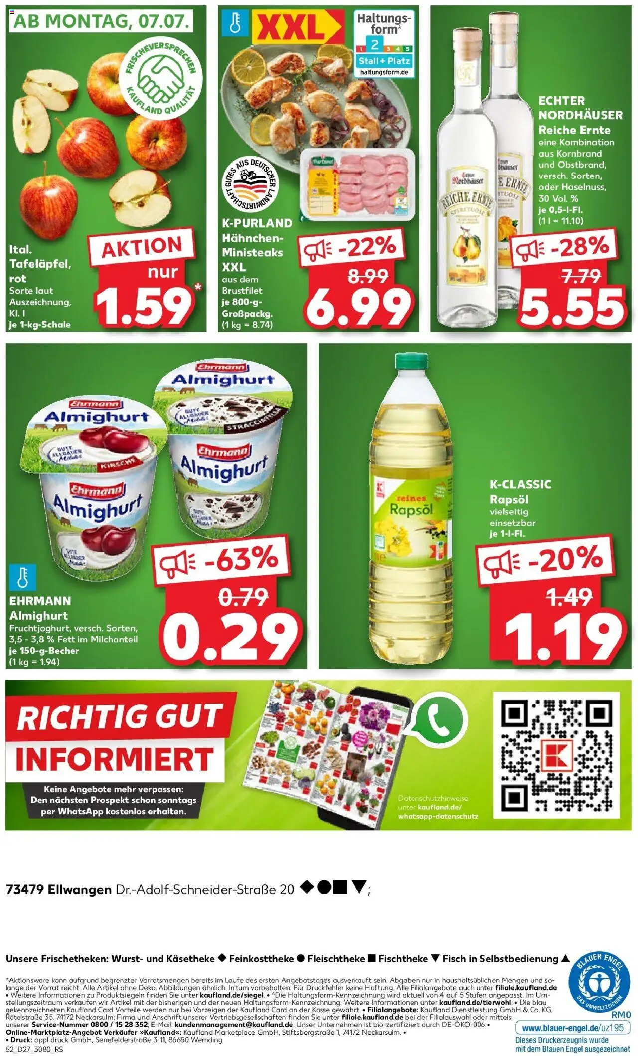 Kaufland prospekt Ellwangen (Jagst)	 - gültig ab dem 06.07.2025 | Seite: 5 | Produkte: Hahnchen, Ehrmann almighurt, Fisch, Wurst