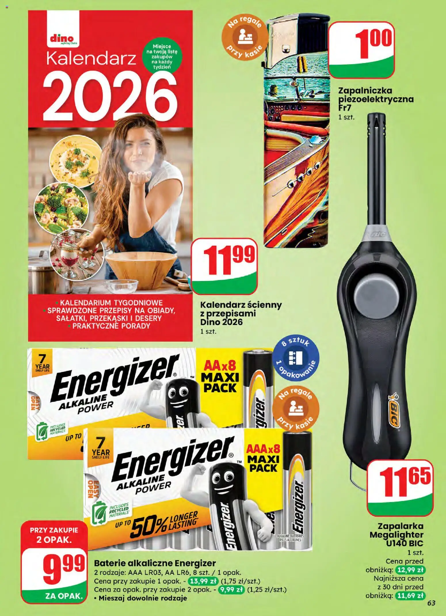 Dino Gazetka od 05.11.2025 | Strona: 63 | Produkty: Kalendarz, Baterie