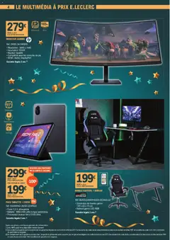 E.Leclerc - Prévisualisation de BUNDLE FAUTEUIL + BUREAU, Réf. BUNDLEAMS910LED-DESK40-2Z • Dimension du bureau gamer : 120 x 60 x 73 cm • Fauteuil gamer LED RGB Garantie légale 2 ans valide à partir de 02.01.2026 | Page: 4