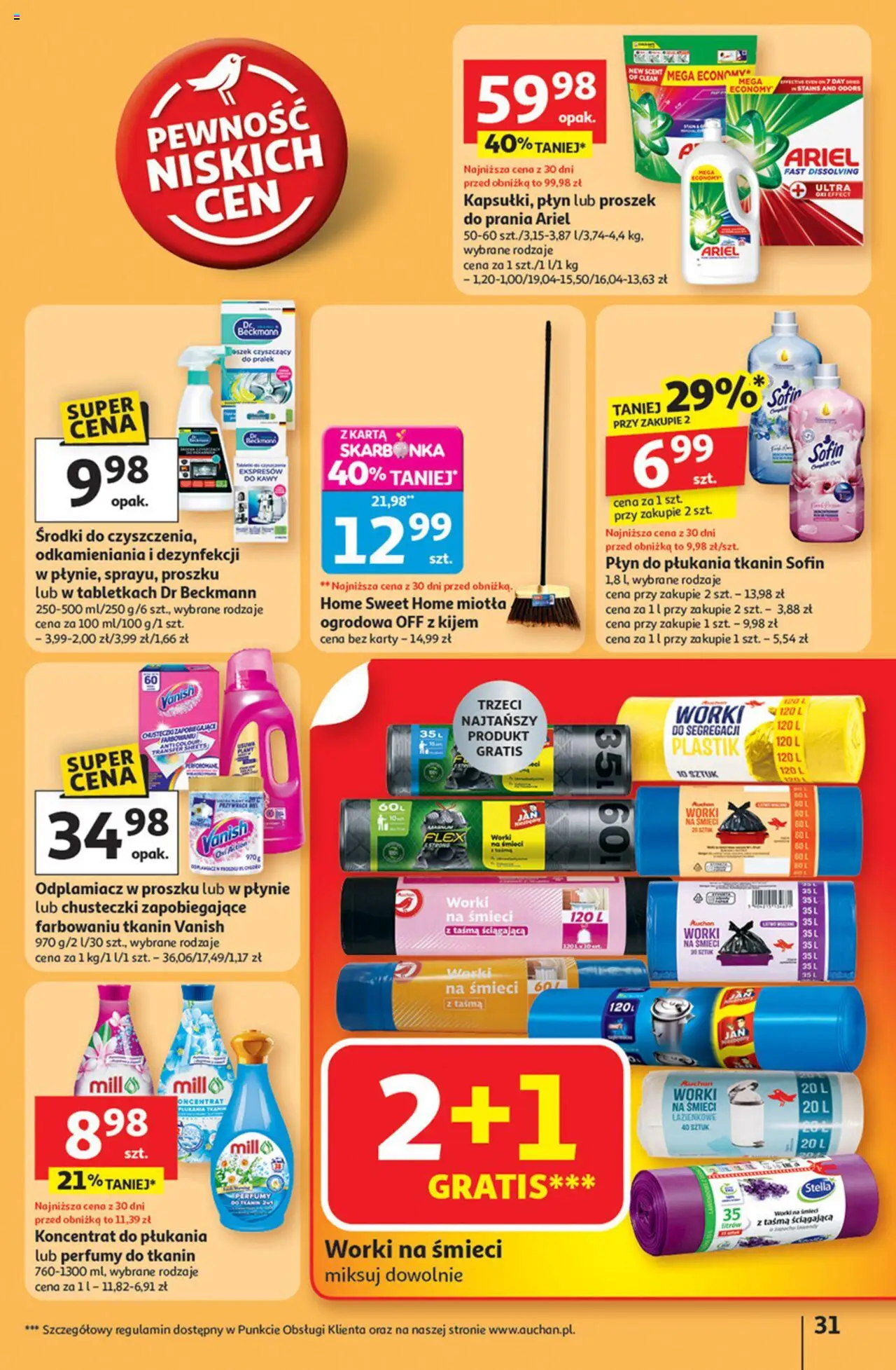Auchan Gazetka - Pewność niskich cen Hipermarket od 11.09.2025 | Strona: 31 | Produkty: Karta, Vanish, Ariel, Proszek do prania