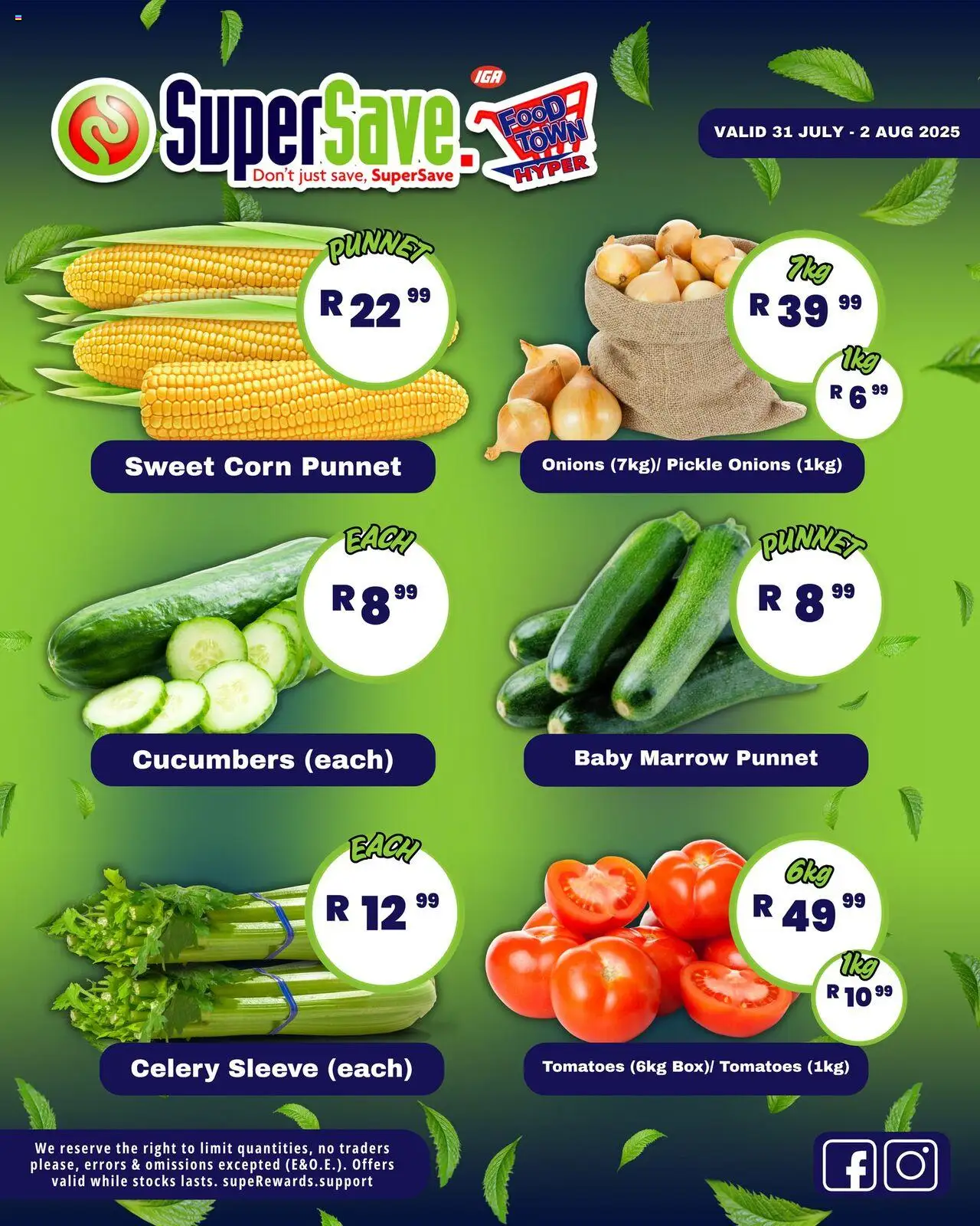 Super Save Fresh Specials │ valid from 31.07.2025 | Page: 2 | Products: Corn, Tomatoes, Cucumbers, Onions
