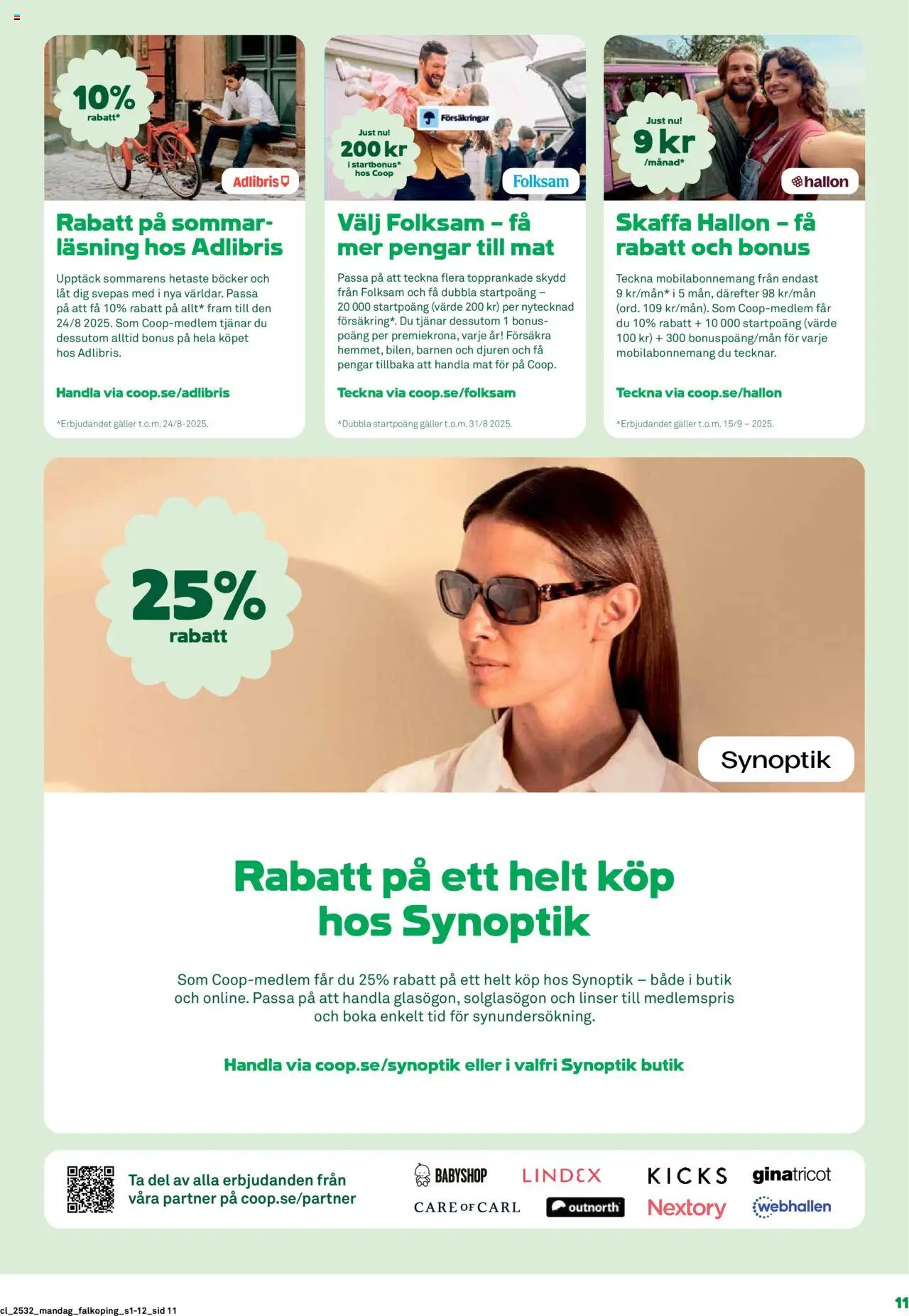 Coop reklamblad aktuell från 04.08.2025 | Sida: 11 | Produkter: Linser, Galler, Solglasögon, Hallon