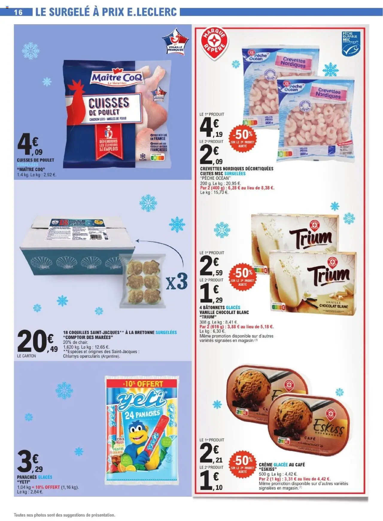  | Page: 16 | Produits: Glaces, Cuisses de poulet, Café, Chocolat