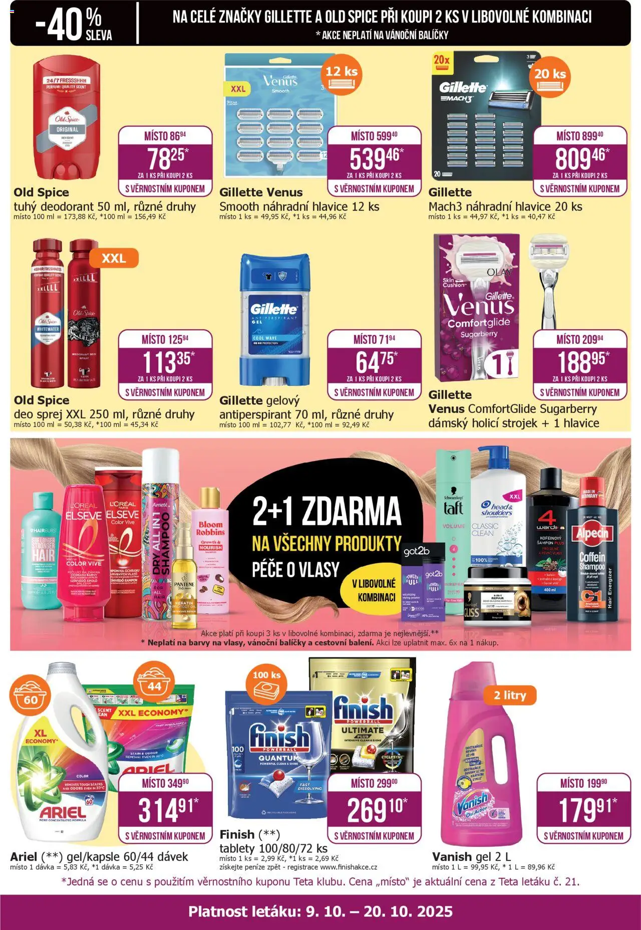 TETA Drogerie leták - Klub od 09.10.2025 | Strana: 2 | Produkty: Deodorant, Antiperspirant, Ariel, Gillette Mach3