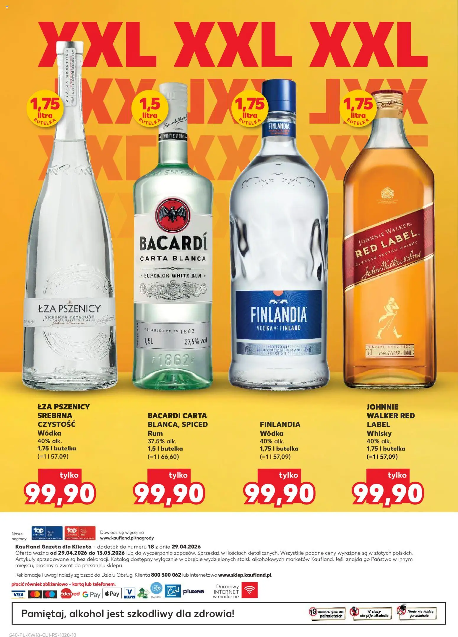 Kaufland Polsko leták - Barek od 29.04.2026 | Strana: 40 | Produkty: Rum, Vodka, Whisky, Red Label