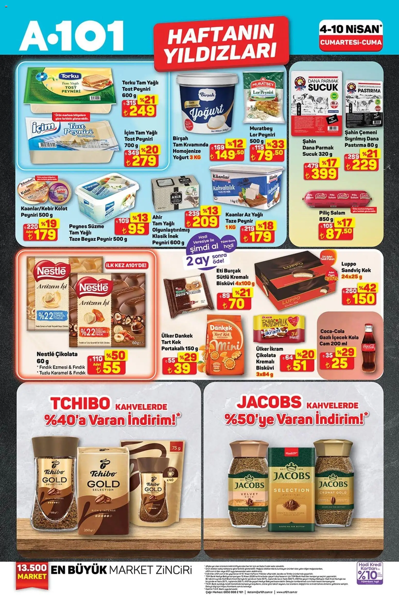 A101 Katalog - 04.04.2026 tarihinden itibaren geçerlidir | Sayfa: 1 | Ürünler: Peynir, Yoğurt, Salam, Bisküvi