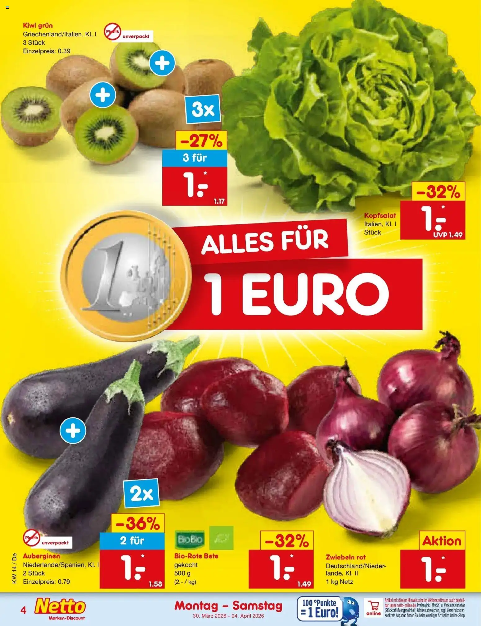 Netto Marken-Discount Prospekt Waiblingen-Bittenfeld	 – gültig ab 30.03.2026 | Seite: 4 | Produkte: Zwiebeln, Kiwi