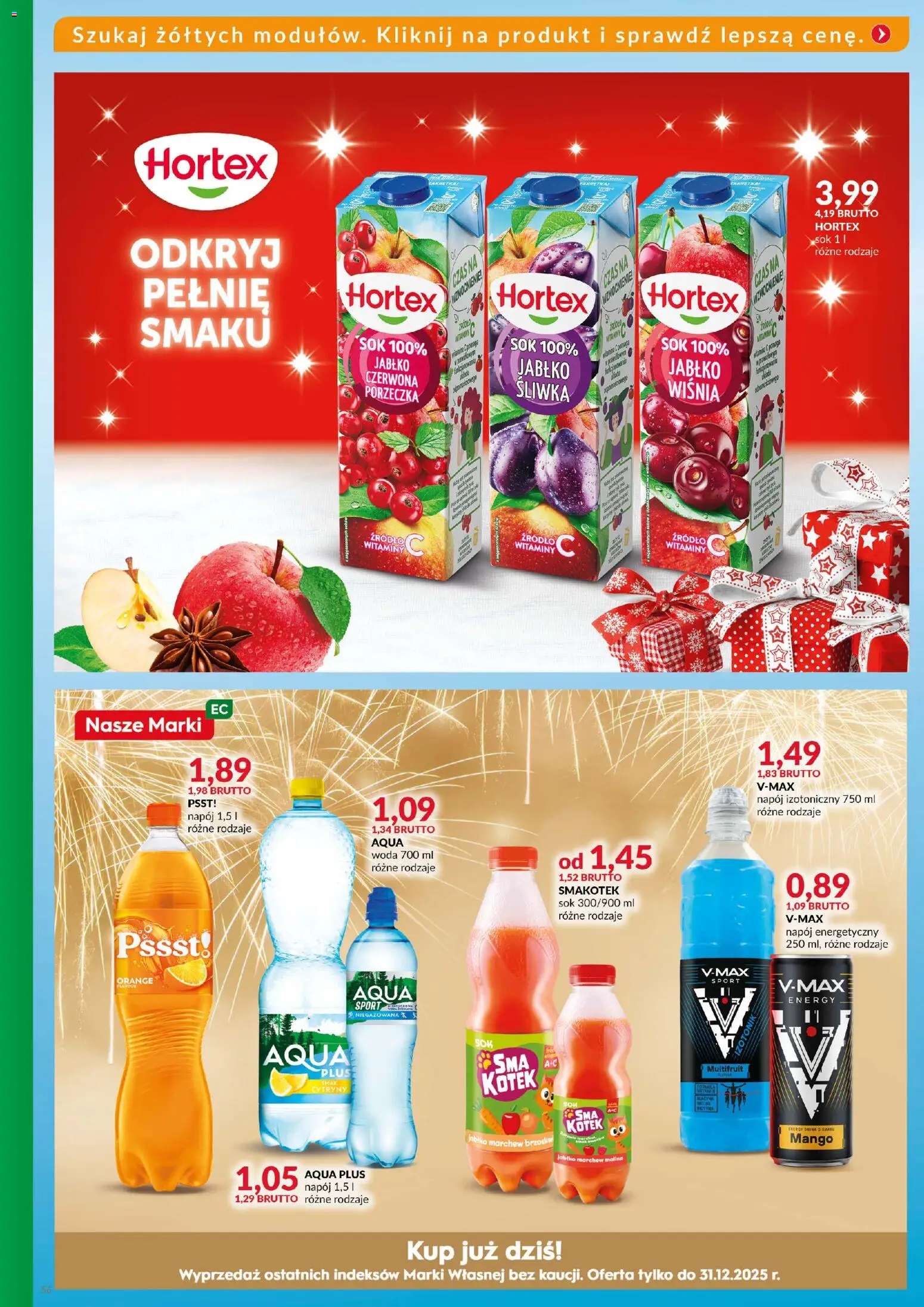 Eurocash Gazetka - Katalog Artykułów Spożywczych od 14.12.2025 | Strona: 56 | Produkty: Cytryny, Porzeczka, Sok, Woda