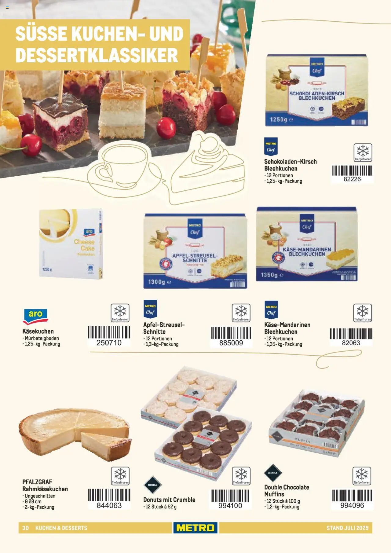Metro - Sortimentskatalog Lieferservice – gültig ab 31.07.2025 | Seite: 30 | Produkte: Donuts, Kuchen