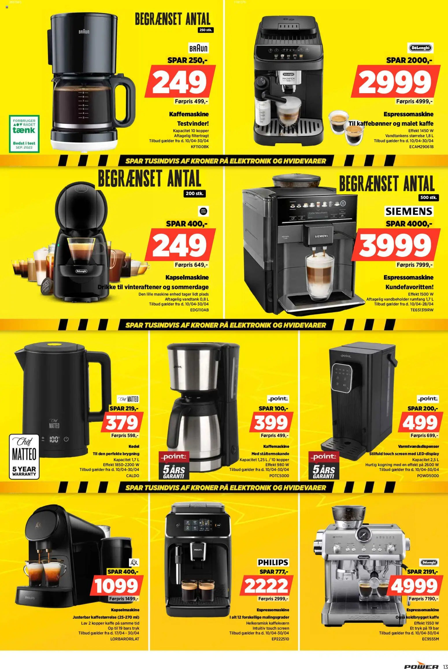 Power tilbudsavis – gyldig fra 17.04.2026 | Side: 13 | Produkter: Kaffe, Kaffemaskine, Kedel