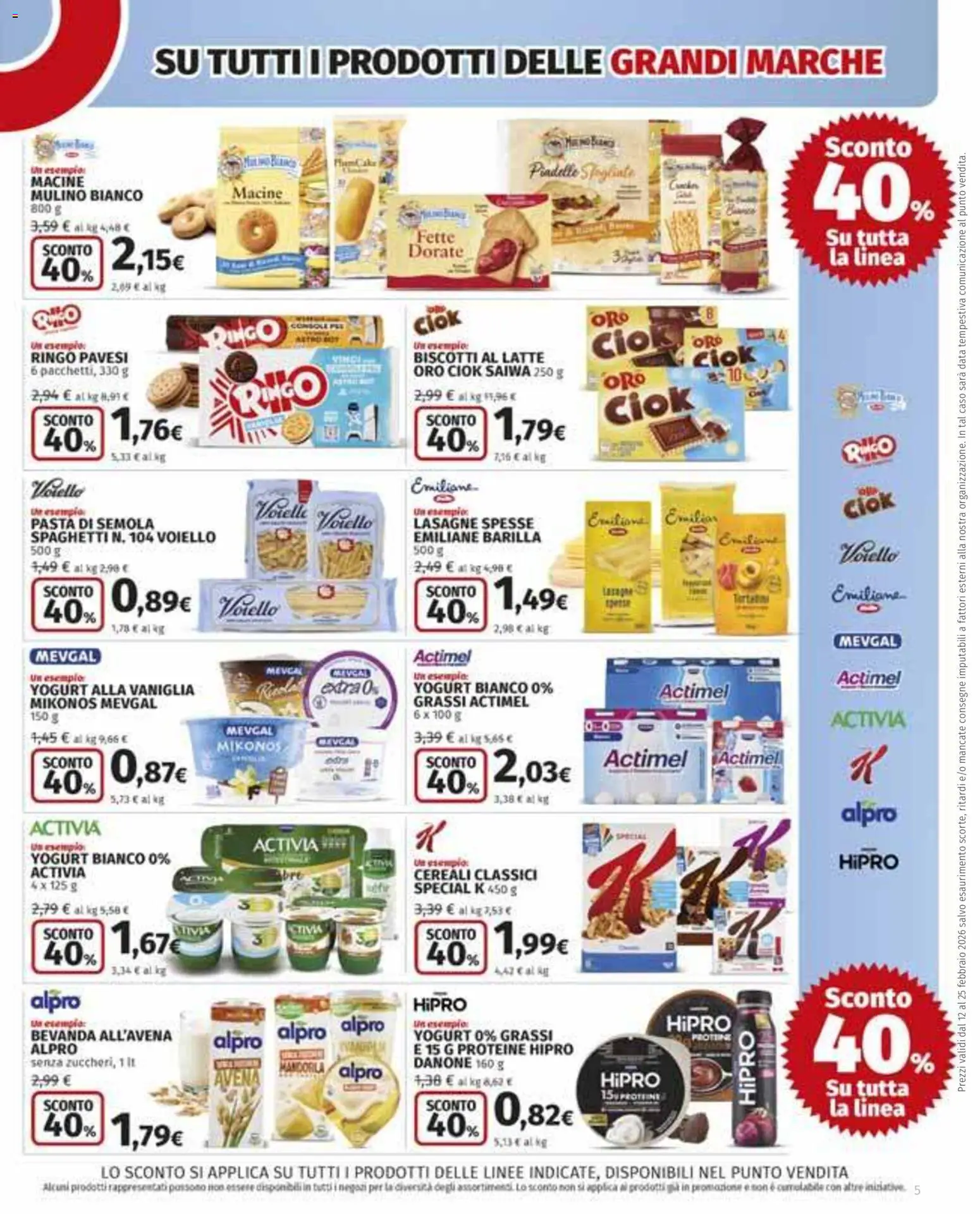 Volantino Ipercoop del 12.02.2026 | Pagina: 5 | Prodotti: Yogurt, Cereali, Biscotti, Latte
