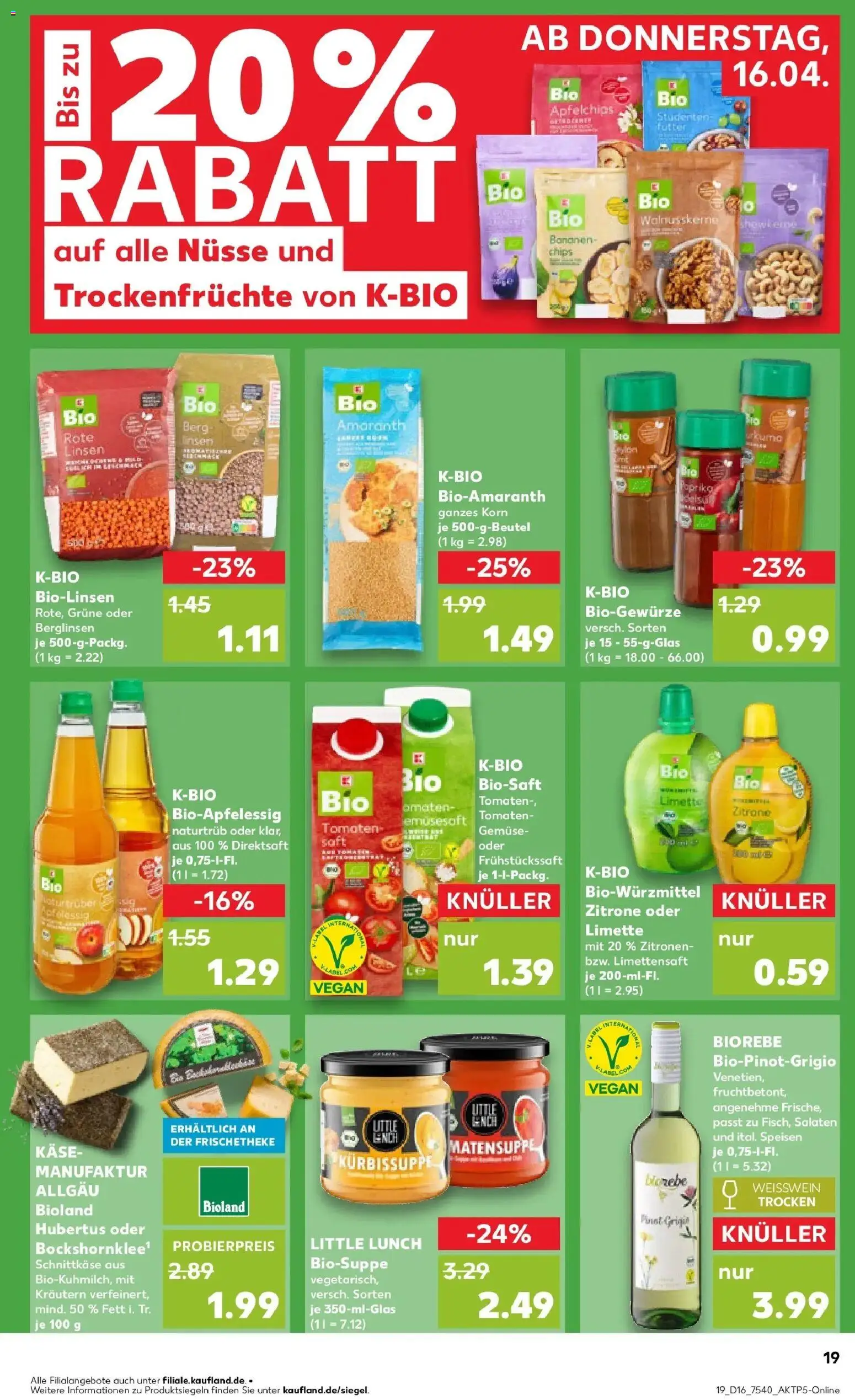 Kaufland Prospekt Lutherstadt Wittenberg	 – gültig ab 16.04.2026 | Seite: 19 | Produkte: Käse, Gemüse, Saft, Zitronen