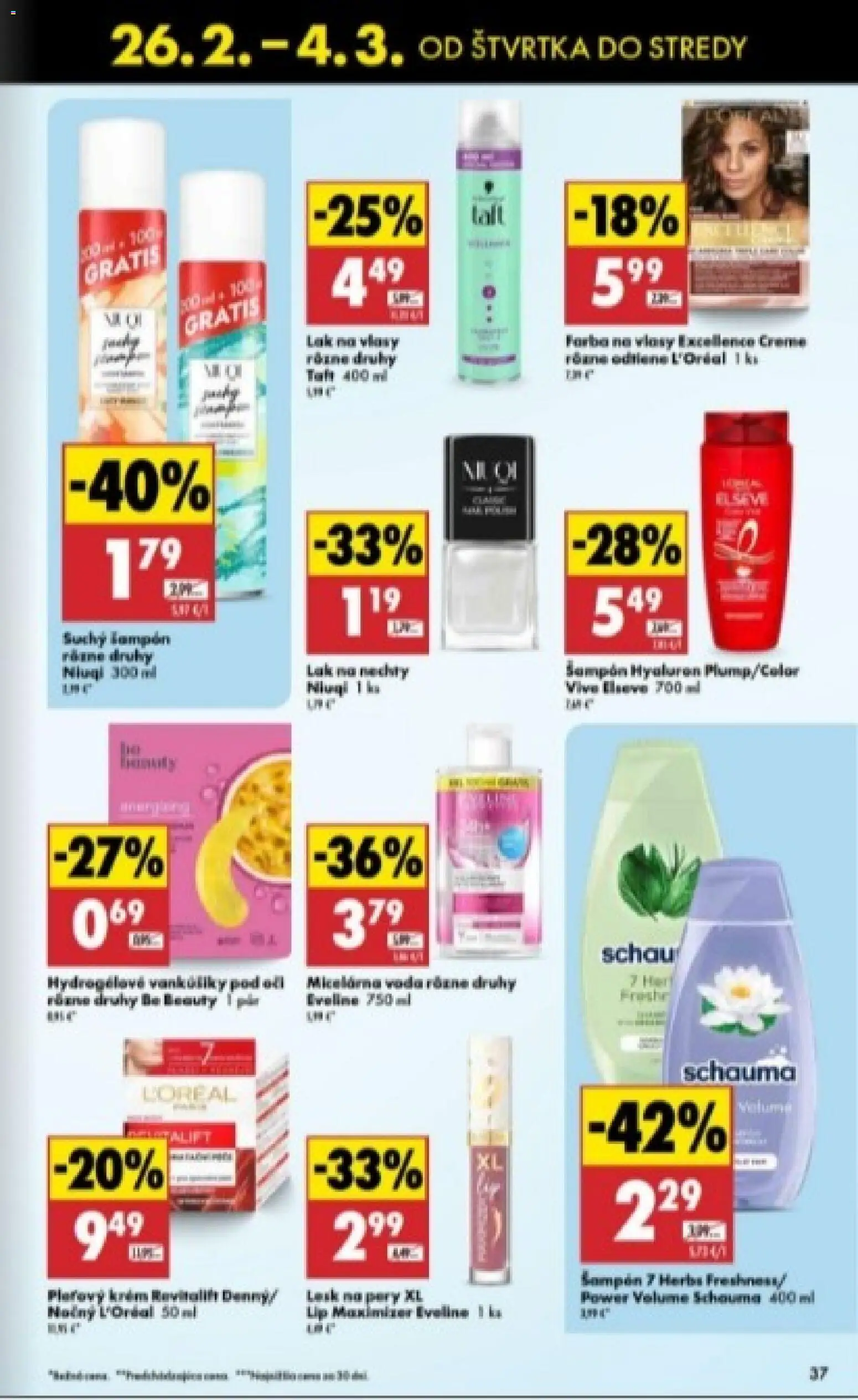 Nové Biedronka akcie – leták je platný od 26.02.2026 | Strana: 37 | Produkty: Šampón, Krém, Voda