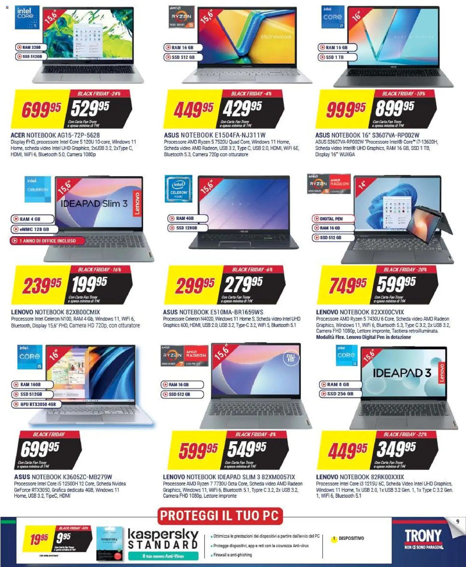 Volantino Trony del 25.11.2025 | Pagina: 9 | Prodotti: PC, Tastiera, Video, Fan