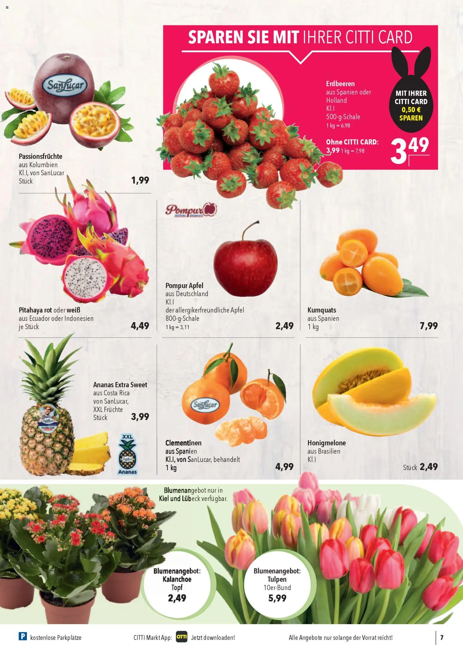 CITTI Markt Prospekt 	 – gültig ab 01.04.2026 | Seite: 7 | Produkte: Äpfel, Ananas, Honigmelone, Erdbeeren