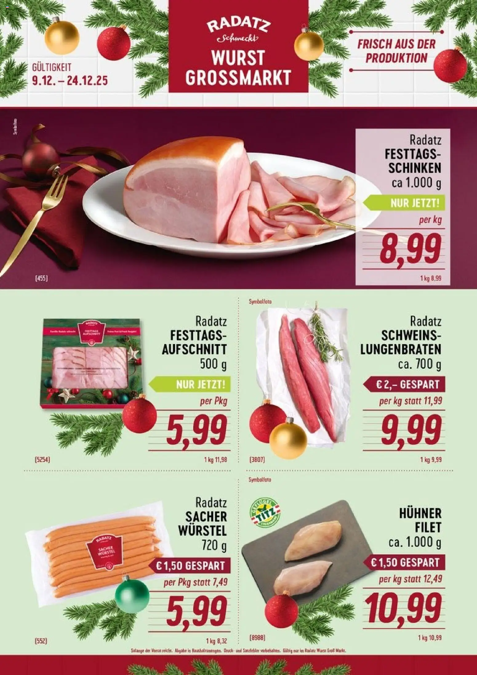 Radatz Flugblatt gültig ab 09.12.2025 | Seite: 1 | Produkte: Wurst, Schinken