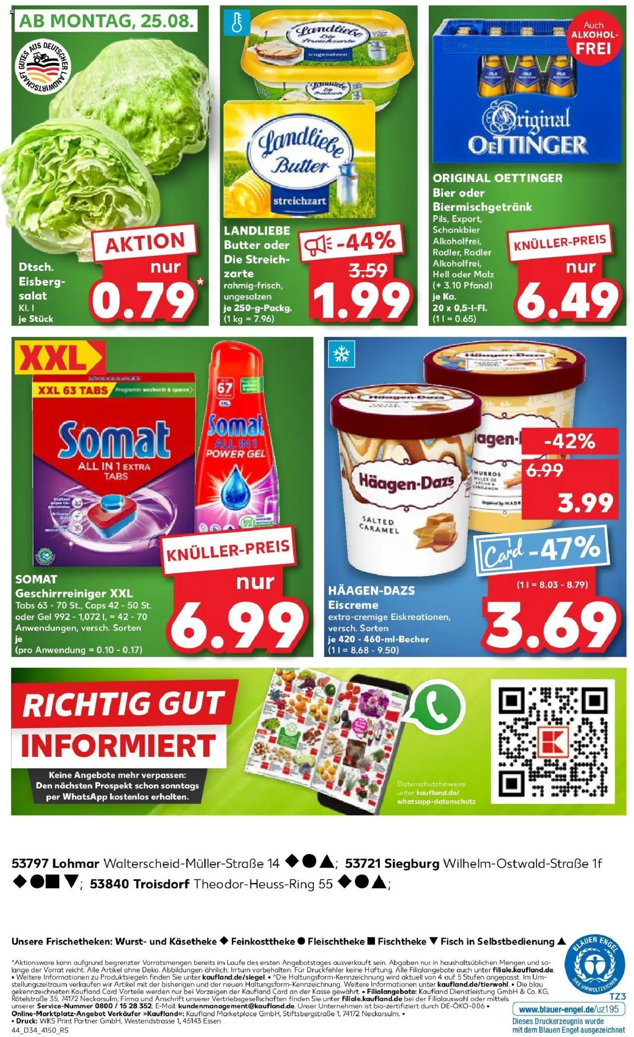 Kaufland prospekt Troisdorf	 - gültig ab dem 21.08.2025 | Seite: 44 | Produkte: Landliebe butter, Oettinger, Radler, Wurst