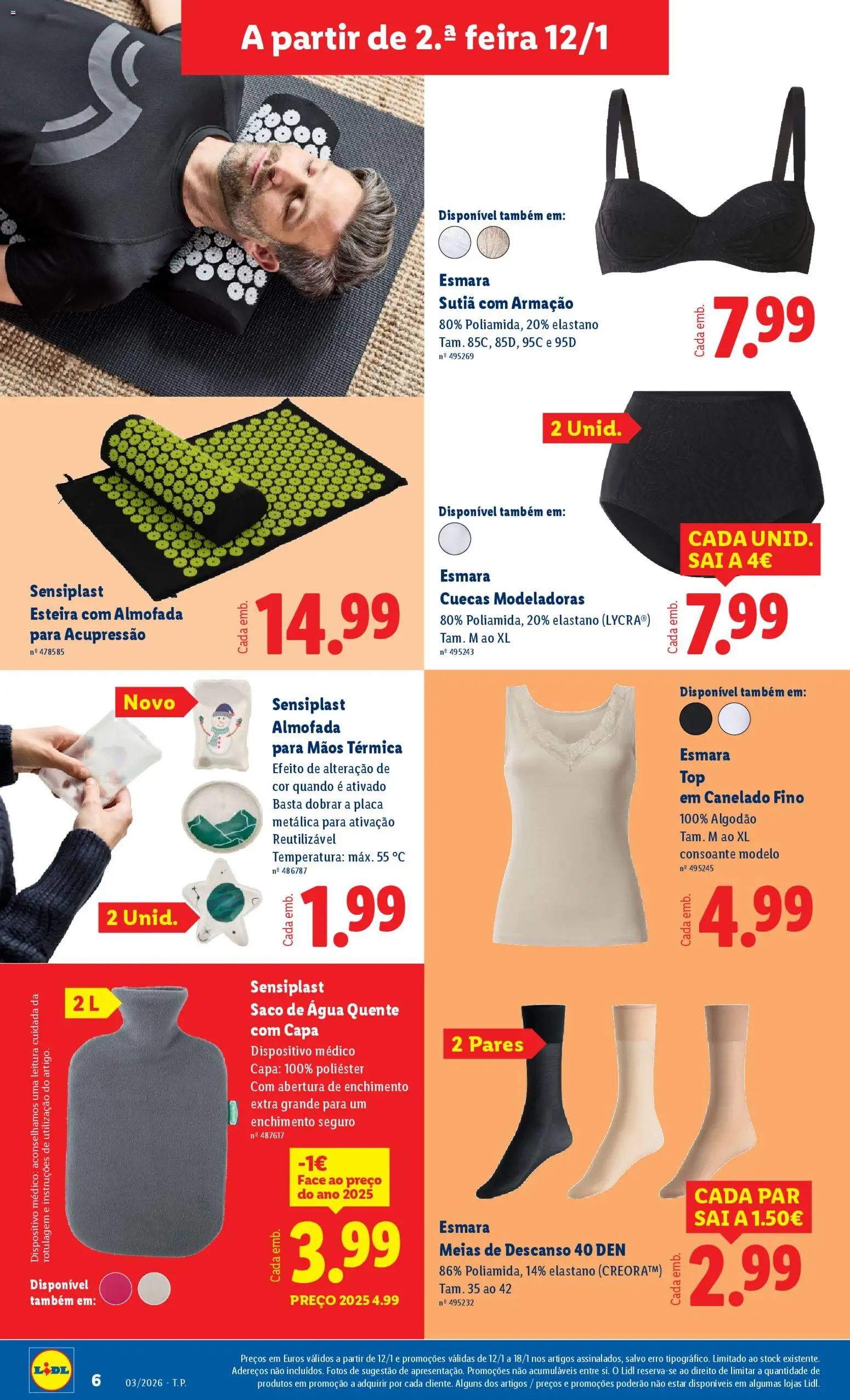 Lidl Novidades │ válido de 12.01.2026 | Página: 6 | Produtos: Esteira, Almofada, Meias, Cuecas