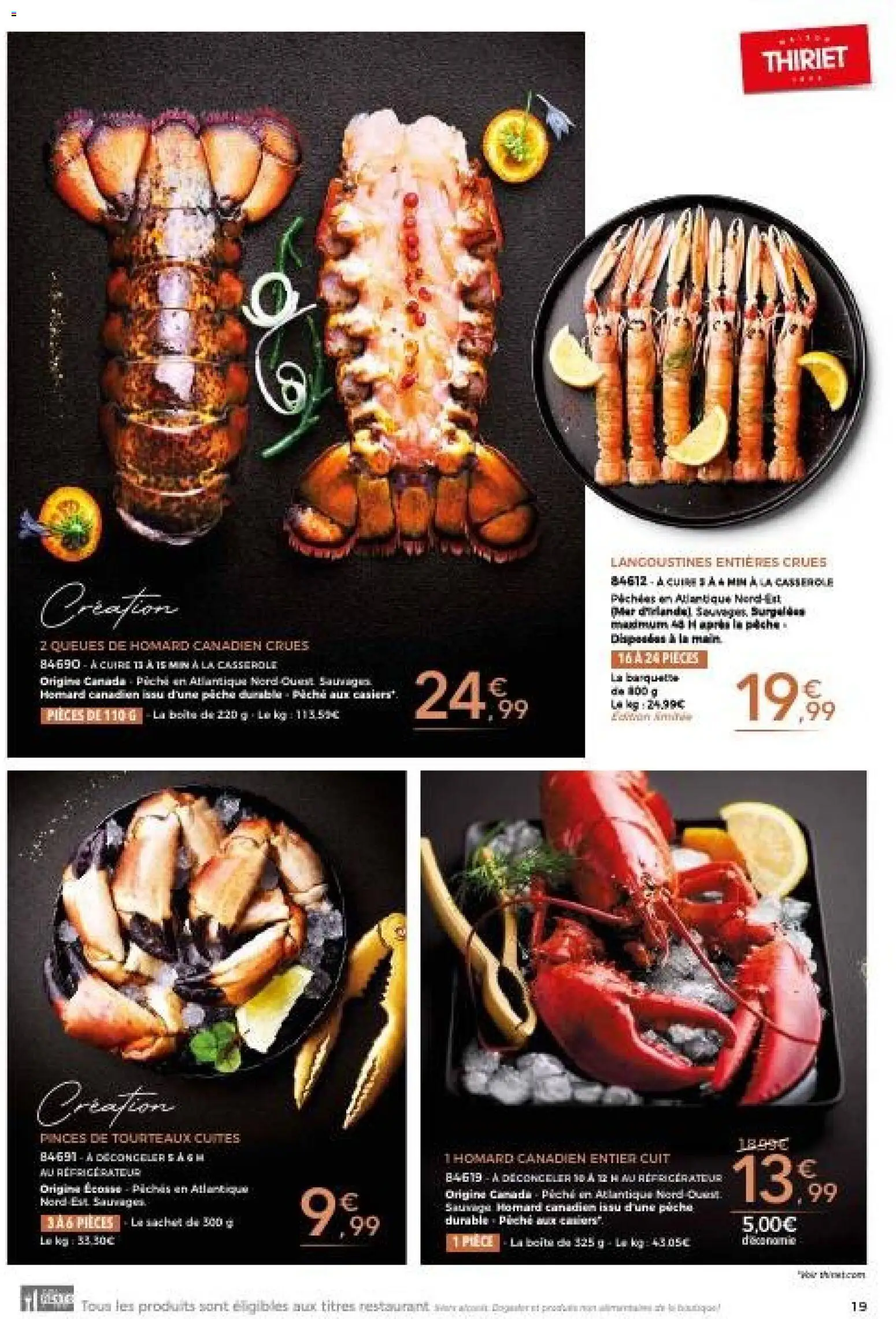 {H1} | Page: 19 | Produits: Pêche, Pinces, Casserole, Queues de homard