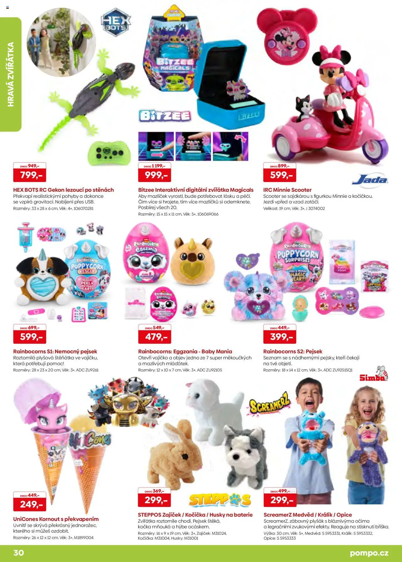 POMPO katalog Léto 2025 od 16.05.2025 | Strana: 30 | Produkty: Králík, Rainbocorns, Baterie, Plyšák