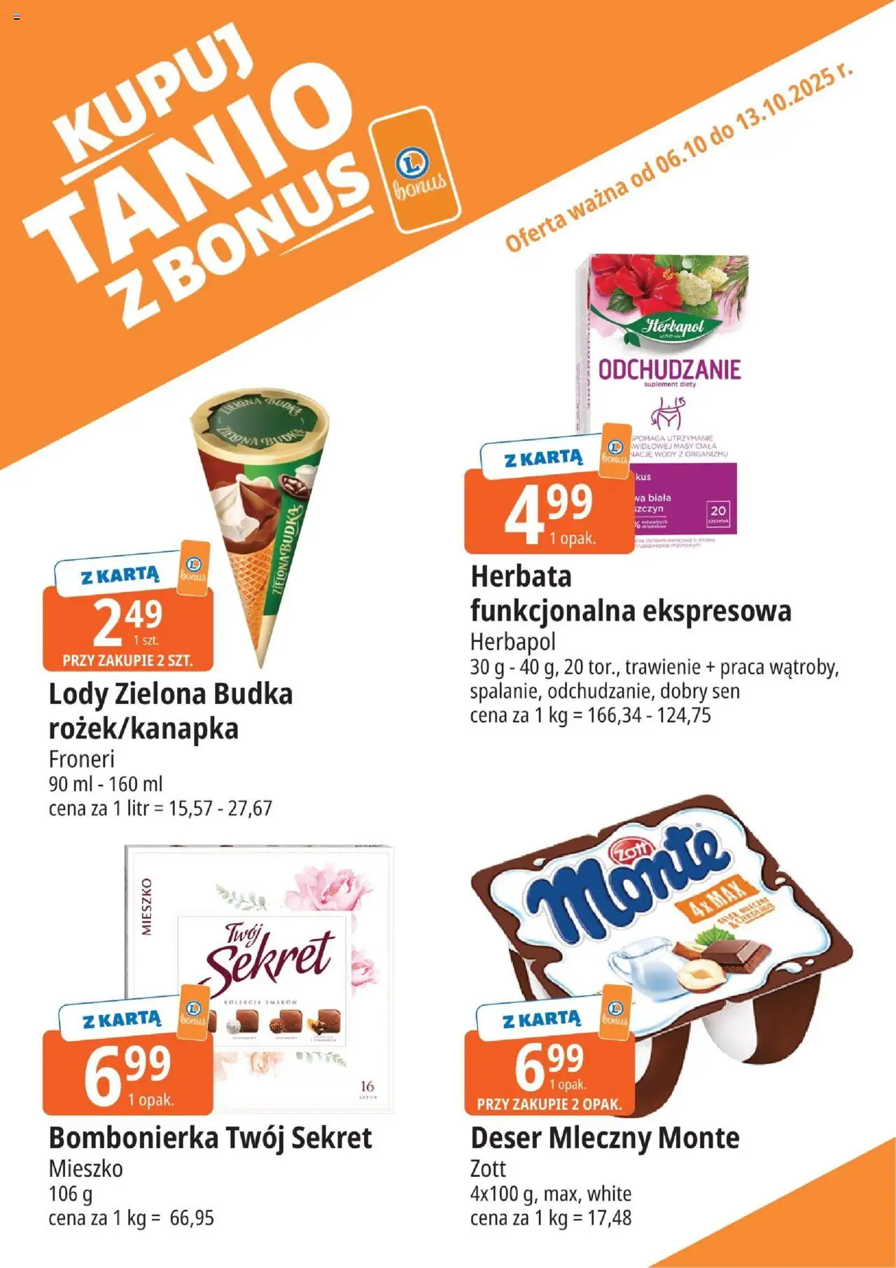 E.Leclerc Gazetka - Elbląg kupony dodatkowe od 06.10.2025 | Strona: 9 | Produkty: Karta, Bombonierka, Herbata, Lody