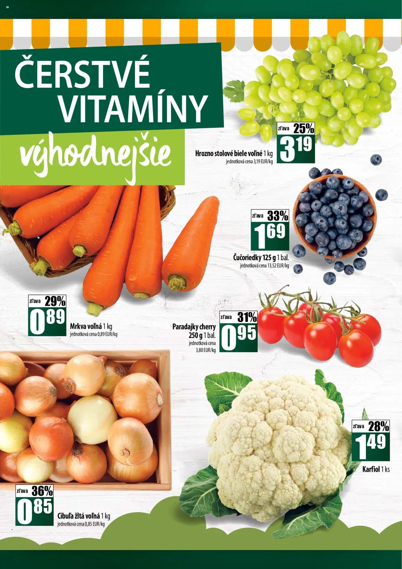 COOP Jednota široká ponuka │ platný od 31.07.2025 | Strana: 6 | Produkty: Paradajky, Karfiol, Čučoriedky, Cibuľa