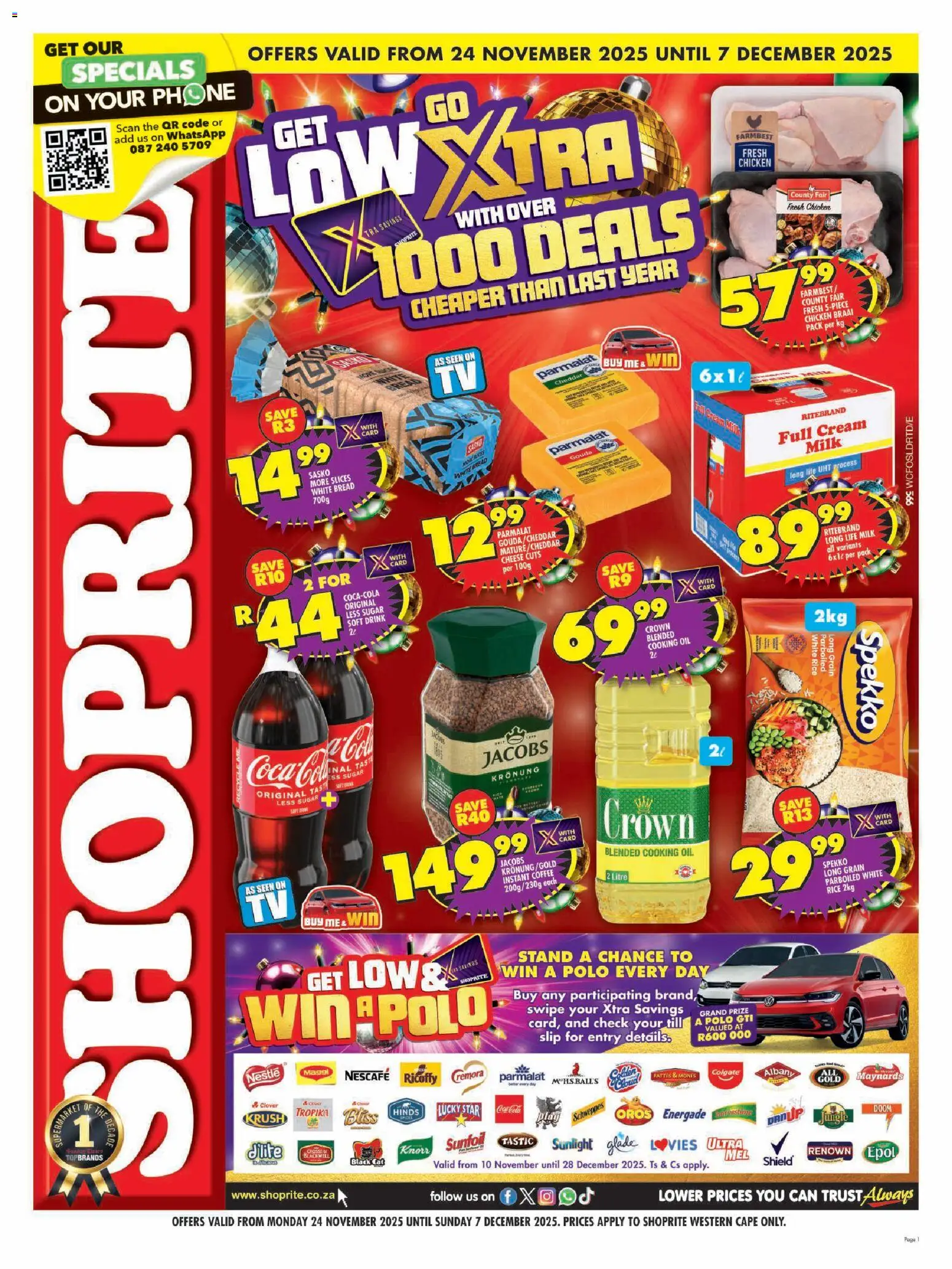 New Shoprite catalogue – valid from 24.11.2025 | Page: 1 | Products: Phone, Bread, Rice, Sugar