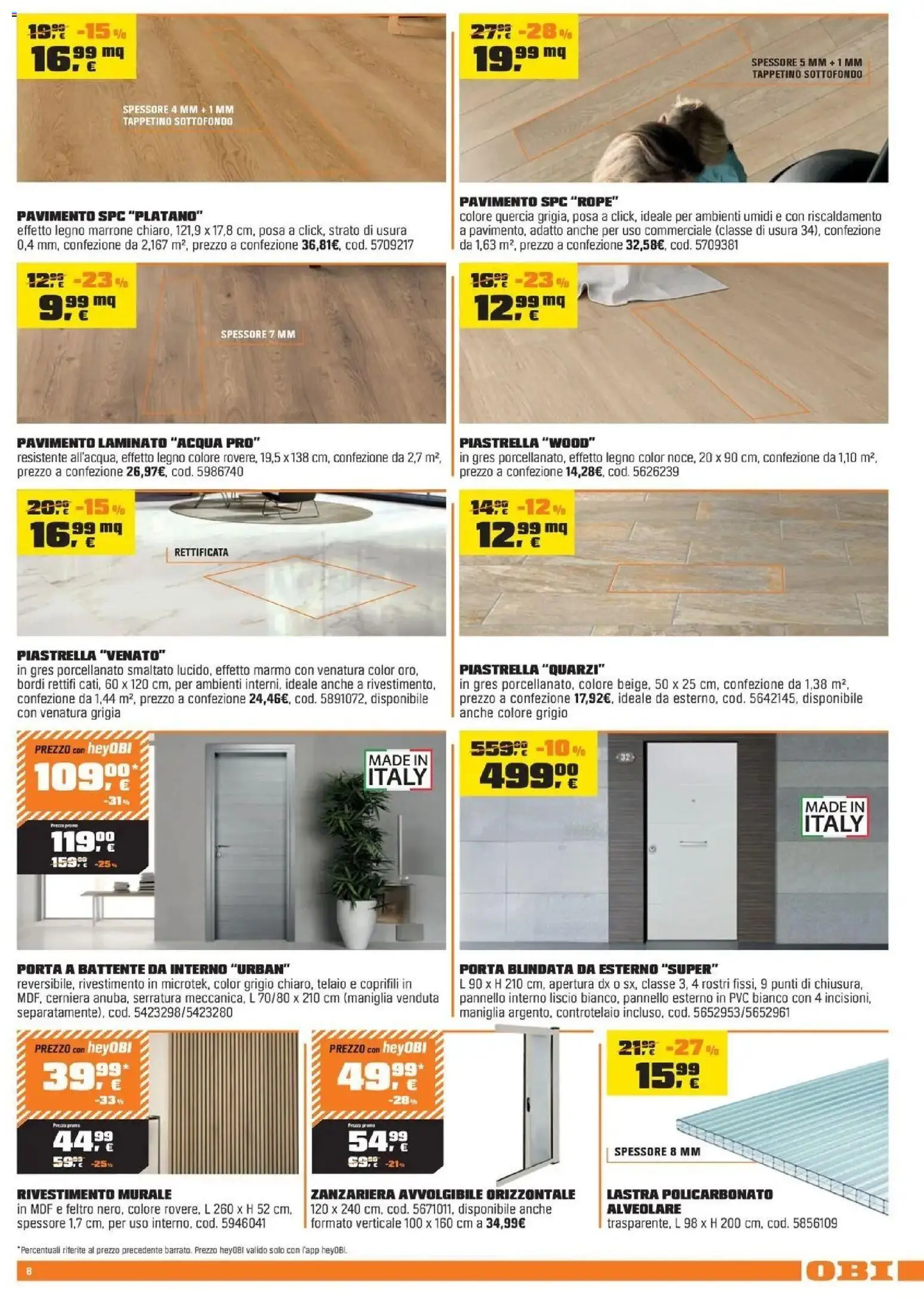 Volantino OBI del 03.04.2026 | Pagina: 8 | Prodotti: Pavimento, Acqua, Zanzariera