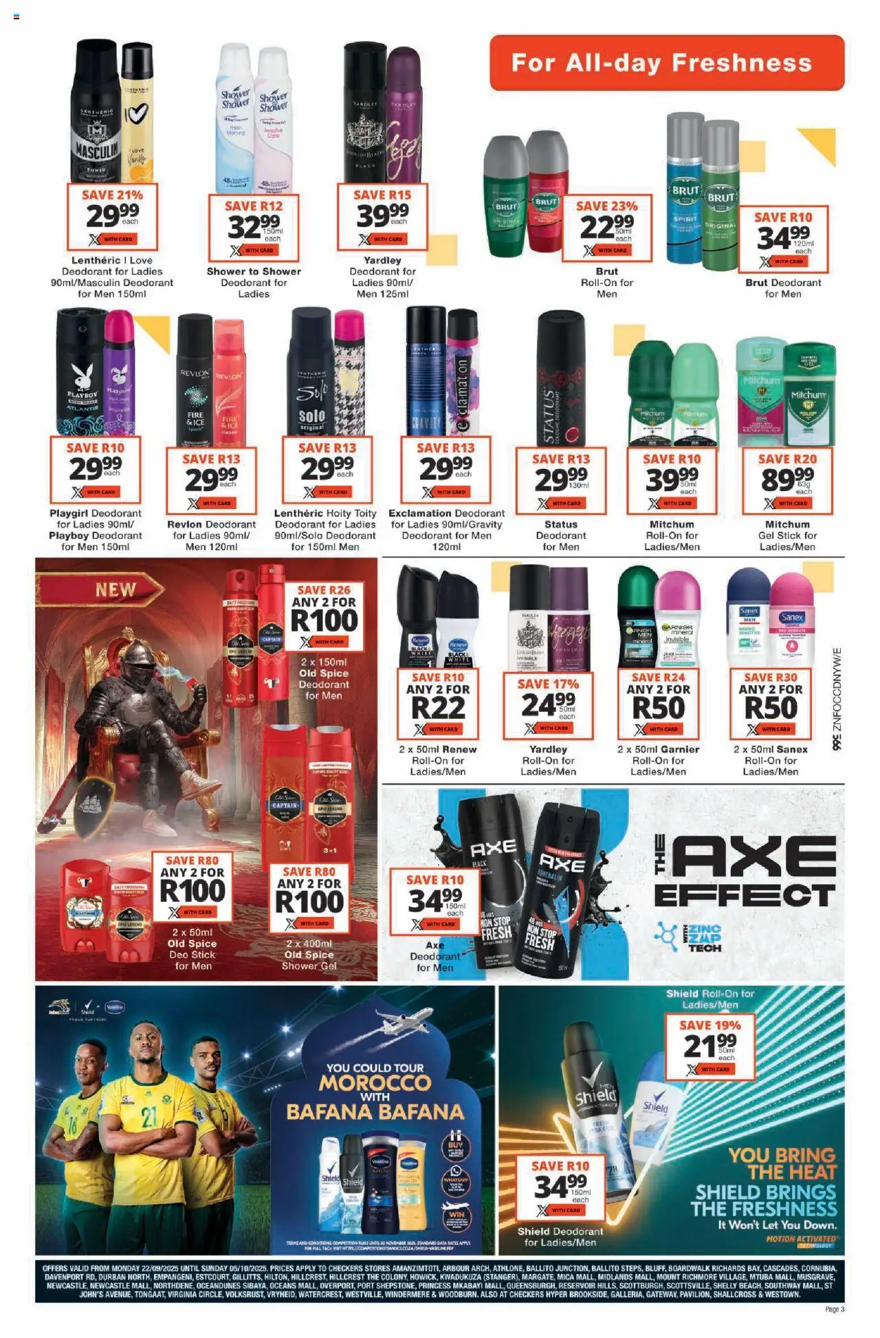 New Checkers catalogue – valid from 22.09.2025 | Page: 3 | Products: Data, Blazer, Shower, Deodorant