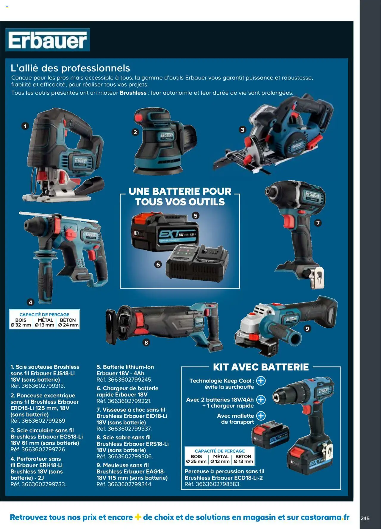 {H1} | Page: 245 | Produits: Perceuse, Meuleuse, Scie circulaire, Batterie