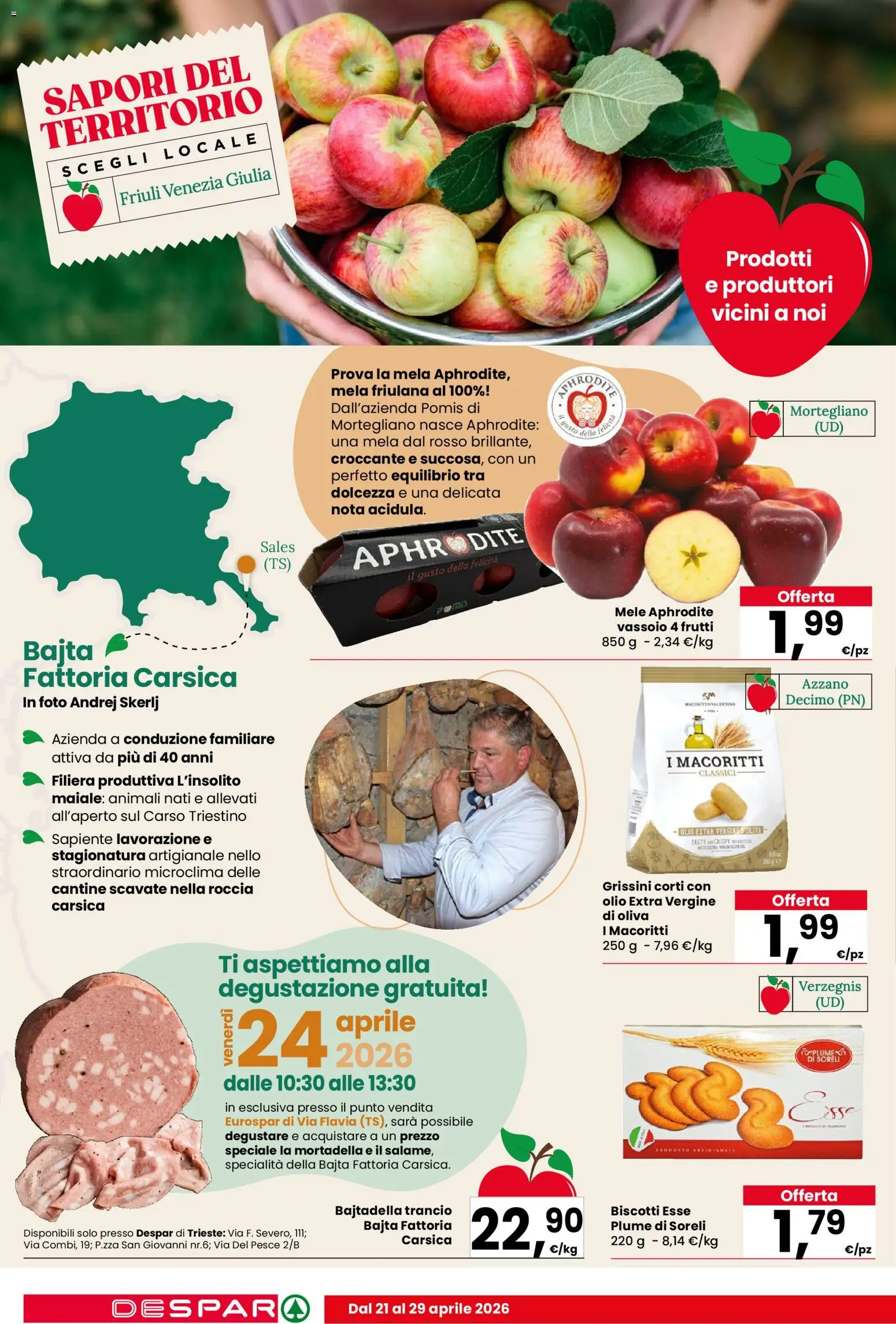 Volantino Despar del 21.04.2026 | Pagina: 4 | Prodotti: Pesce, Olio, Mortadella, Grissini