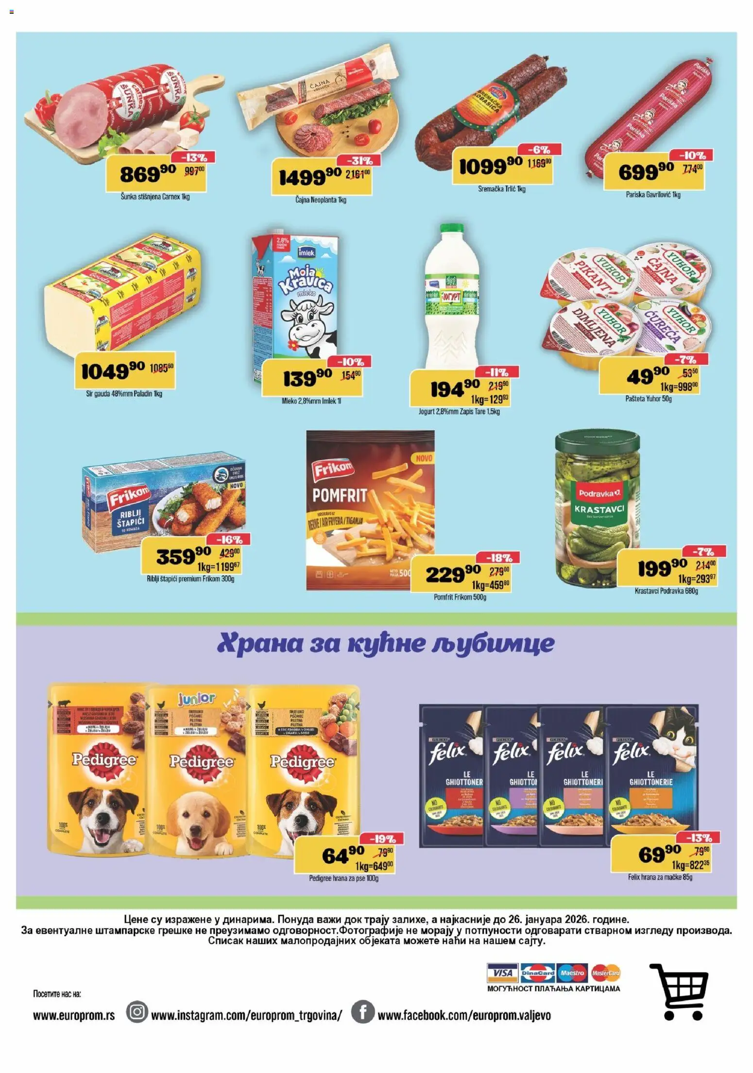 Europrom katalog - važi od 14.01.2026 | Strana: 12 | Proizvode: Hrana za mačke, Sir, Piletina, Pašteta