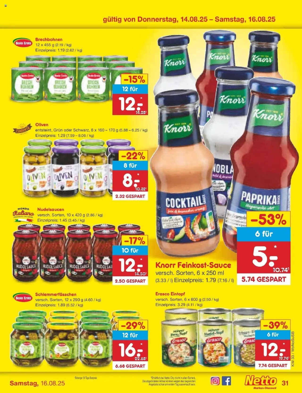 Netto Marken-Discount prospekt Lahnau	 - gültig ab dem 10.08.2025 | Seite: 47 | Produkte: Knorr, Erasco