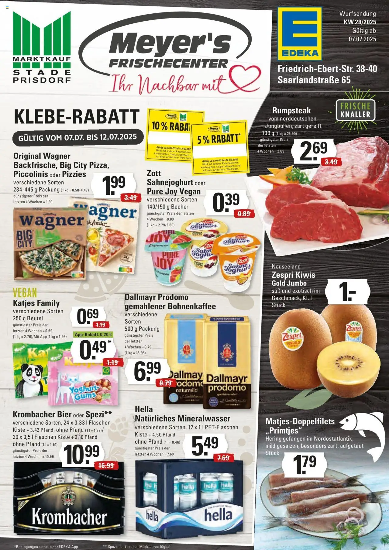 Edeka prospekt Stade	 - gültig ab dem 06.07.2025 | Seite: 1 | Produkte: Rumpsteak, Mineralwasser, Hella, Krombacher