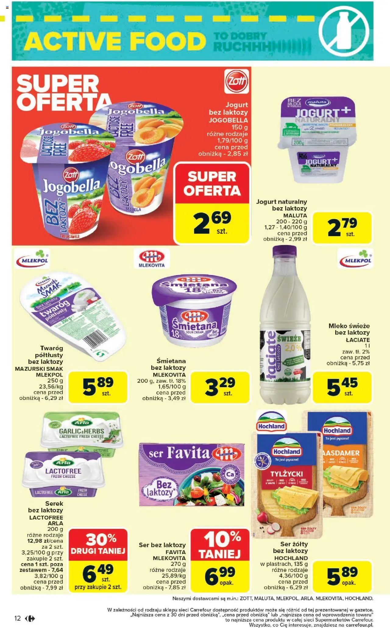 Carrefour Gazetka - Market Zadbać o siebie od 18.08.2025 | Strona: 12 | Produkty: Ser żółty, Twaróg półtłusty, Ser, Jogurt
