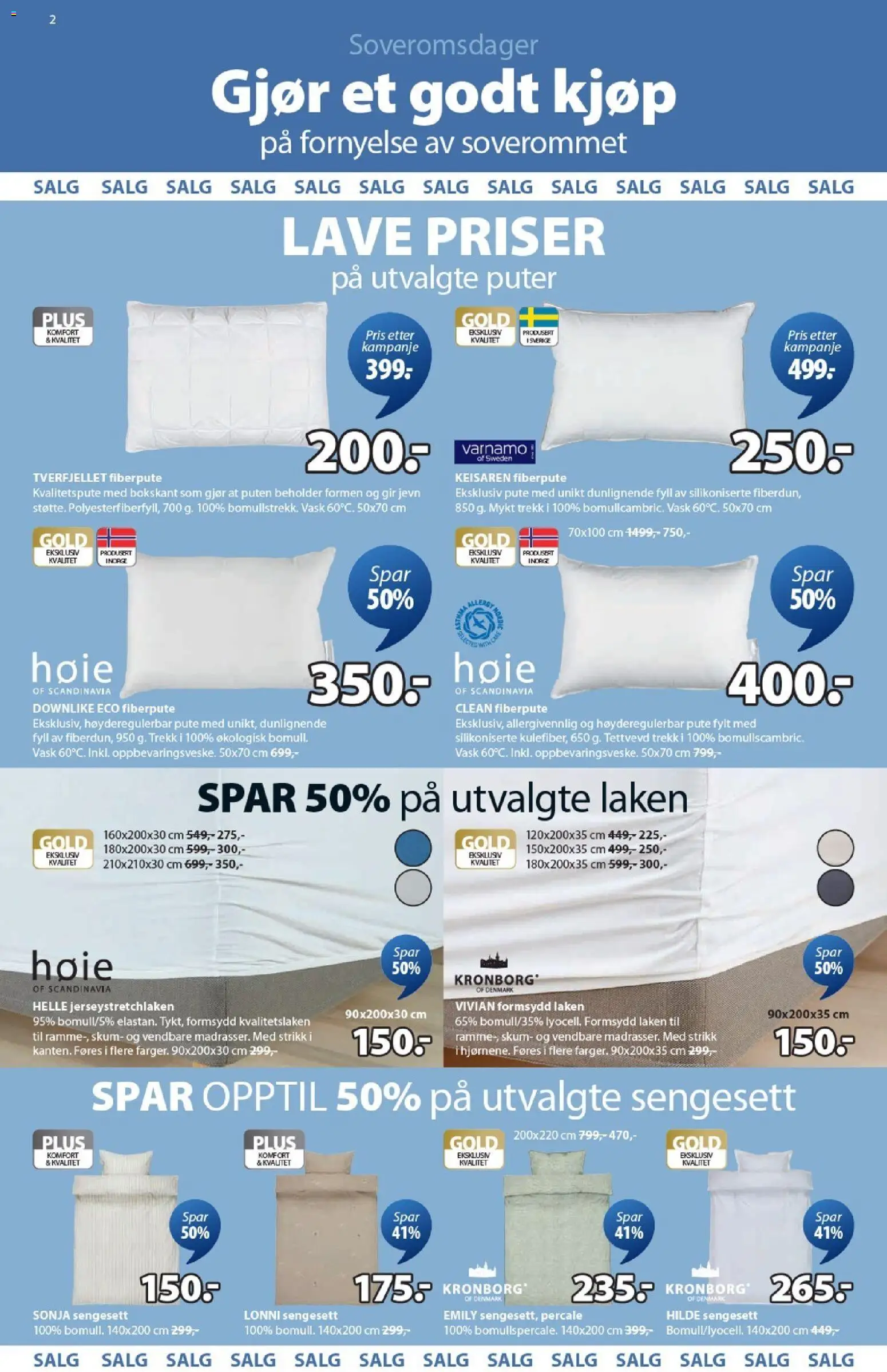 {H1} | Side: 2 | Produkter: Vask, Laken, Pute, Strikk