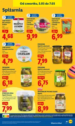Pogląd oferty "FRESHONA Ogórki konserwowe, Ogórki konserwowe, 850 g (480 g po odsączeniu)" - ważna od 05.03.2026 | Strona: 65