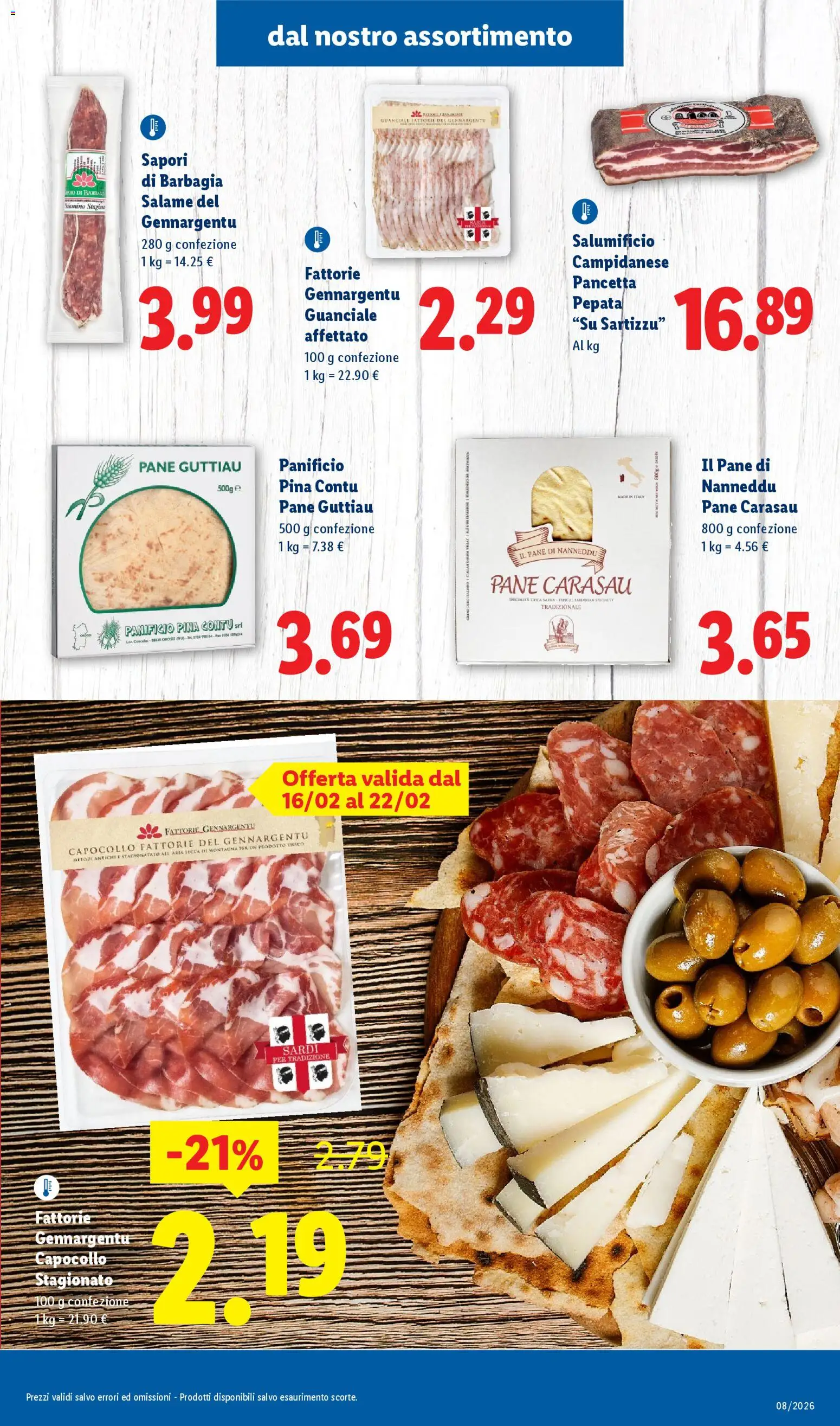 Volantino Lidl del 16.02.2026 | Pagina: 3 | Prodotti: Pane, Salame, Pancetta, Guanciale