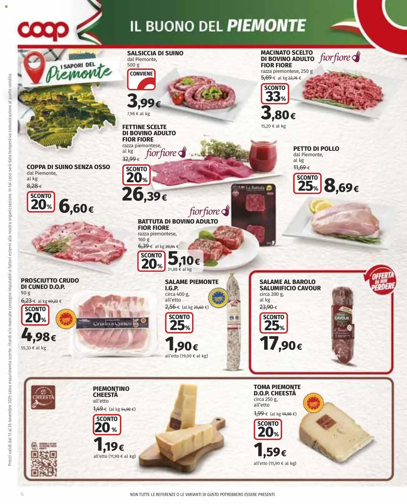 Volantino COOP del 13.11.2025 | Pagina: 6 | Prodotti: Bovino, Salame, Data, Macinato