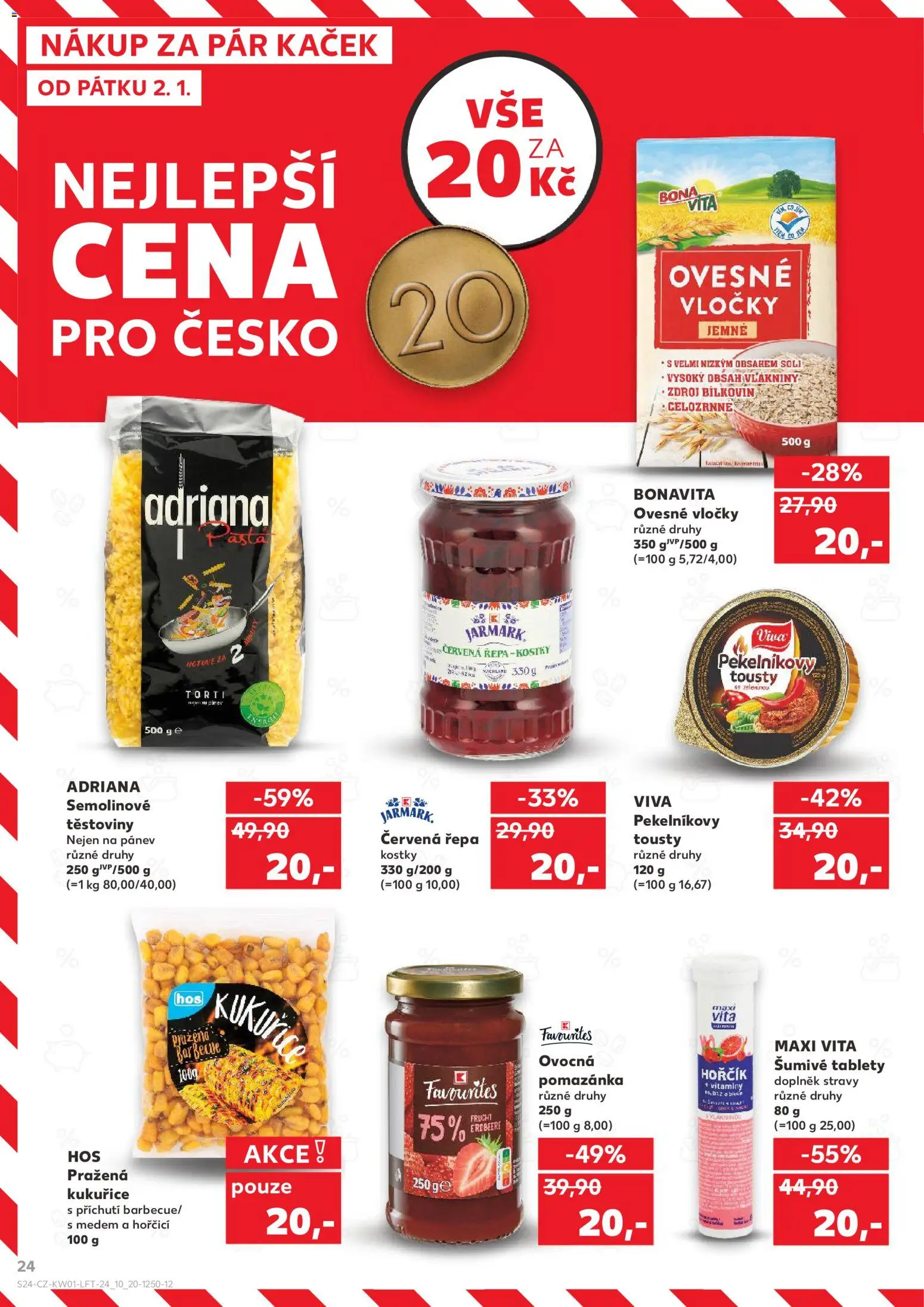 Kaufland leták - Chomutov od 02.01.2026 | Strana: 24 | Produkty: Hořčík, Vločky, Červená řepa, Semolinové těstoviny